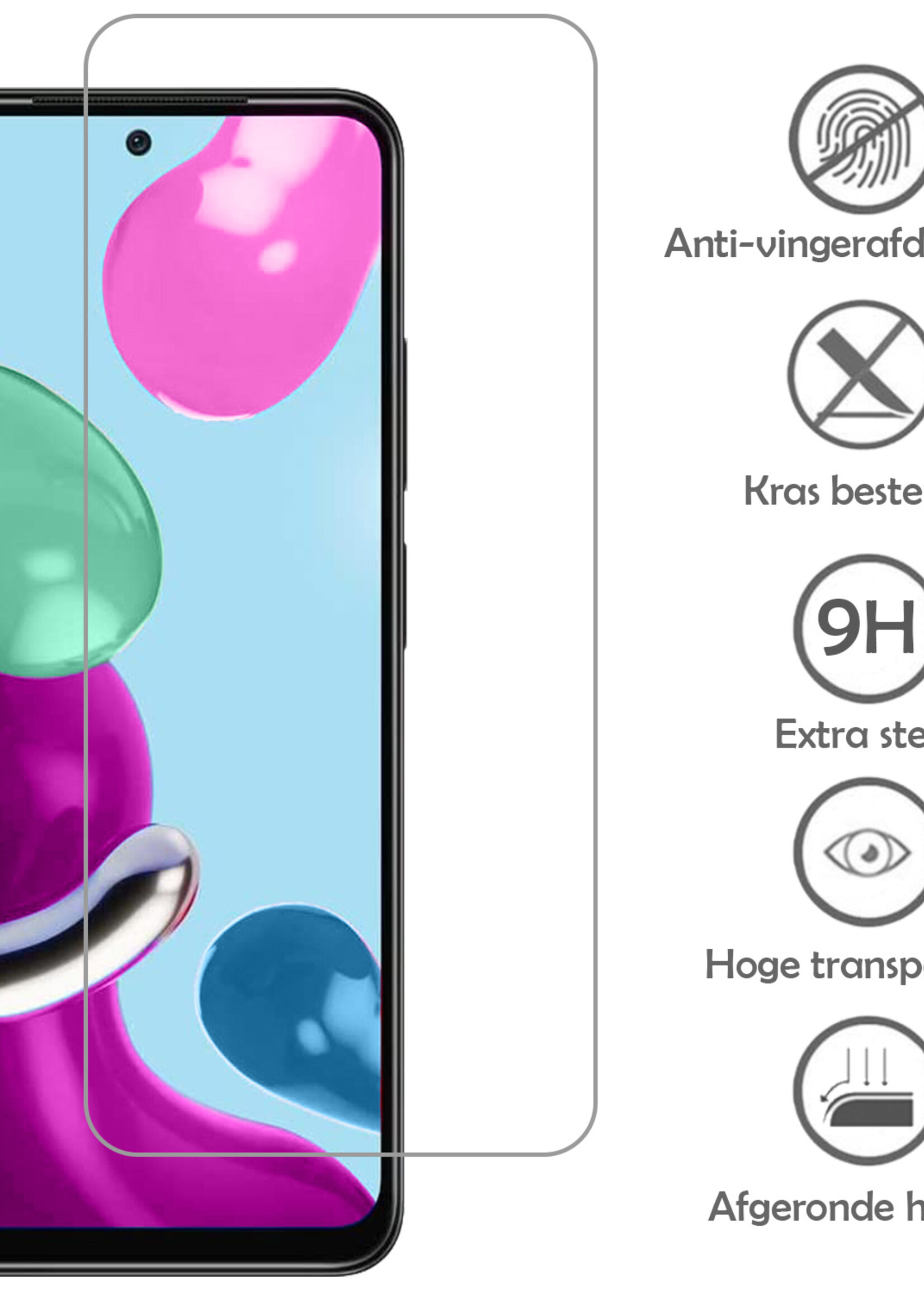 LUQ Hoesje Geschikt voor Xiaomi Redmi Note 11s Hoesje Siliconen Case Met Screenprotector - Hoes Geschikt voor Xiaomi Redmi Note 11s Hoes Siliconen - Transparant