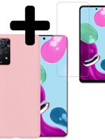 LUQ LUQ Xiaomi Redmi Note 11s Hoesje Siliconen Met Screenprotector - Lichtroze