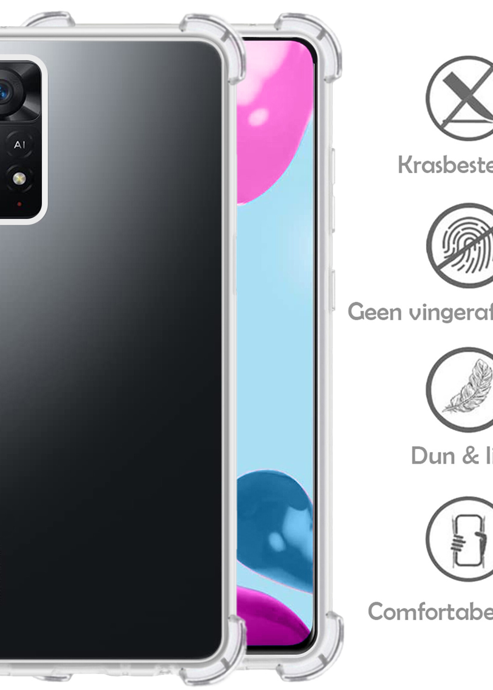 LUQ Hoesje Geschikt voor Xiaomi Redmi Note 11s Hoesje Shockproof Case Siliconen - Hoes Geschikt voor Xiaomi Redmi Note 11s Hoes Cover Siliconen - Transparant