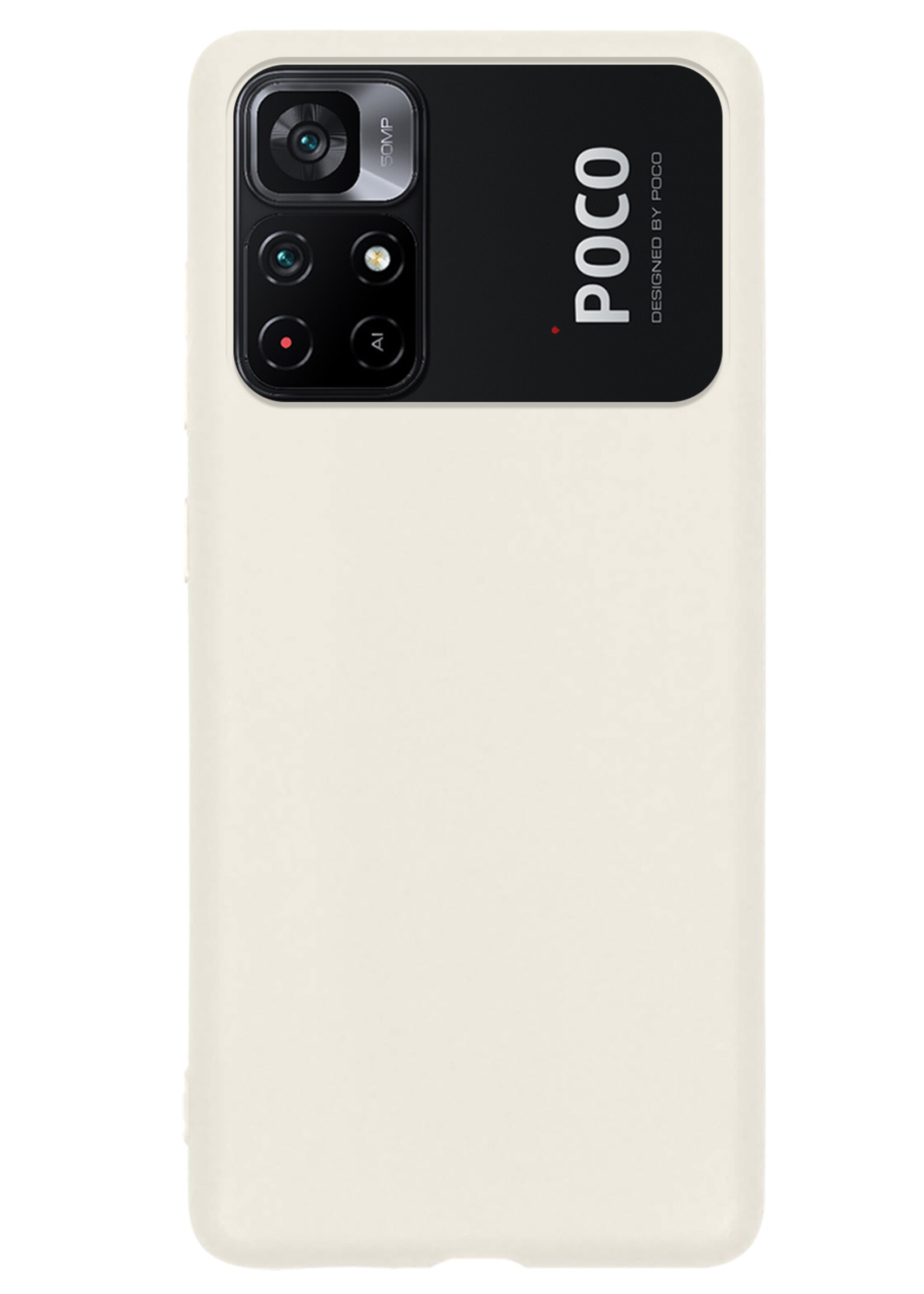 LUQ Hoesje Geschikt voor Xiaomi Poco M4 Pro 5G Hoesje Siliconen Case Met 2x Screenprotector - Hoes Geschikt voor Xiaomi Poco M4 Pro 5G Hoes Siliconen - Wit