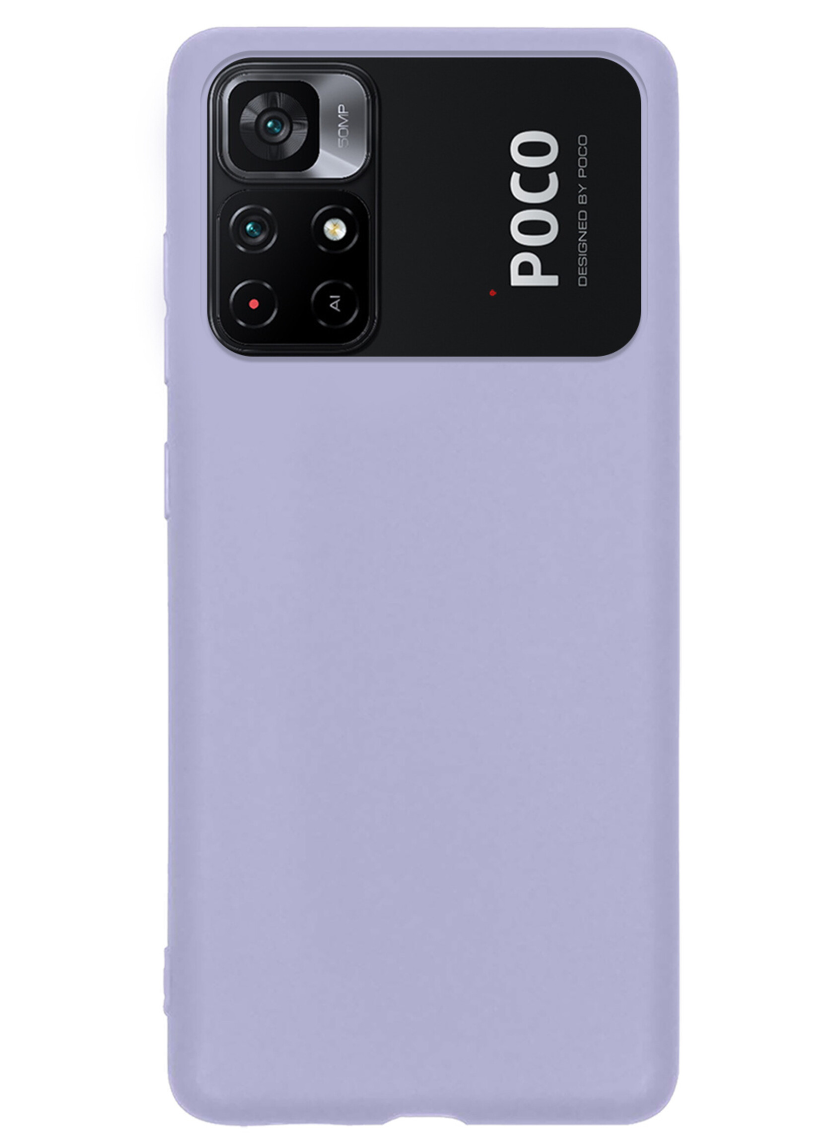 LUQ Hoesje Geschikt voor Xiaomi Poco M4 Pro 5G Hoesje Siliconen Case Met 2x Screenprotector - Hoes Geschikt voor Xiaomi Poco M4 Pro 5G Hoes Siliconen - Lila