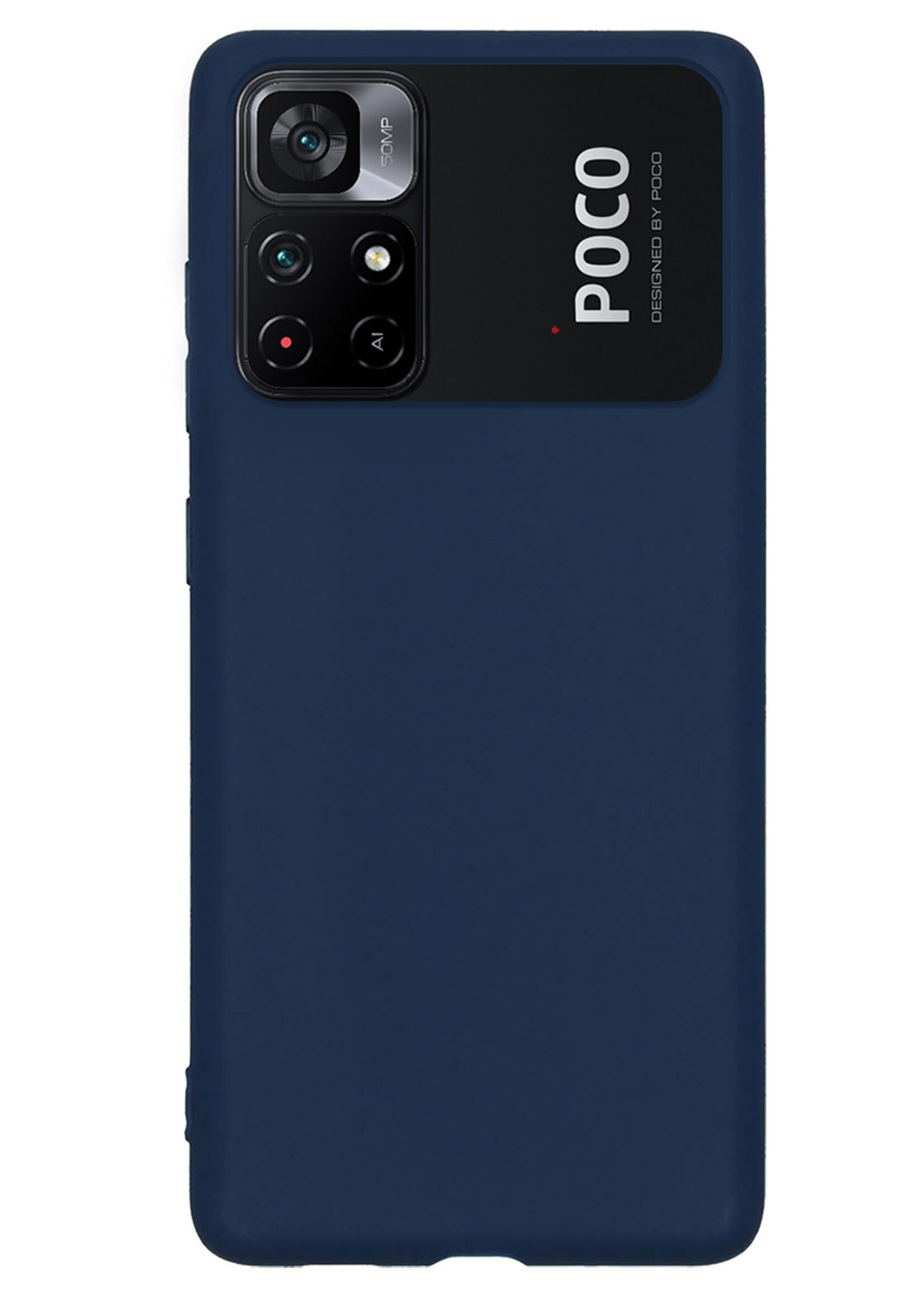 LUQ Hoesje Geschikt voor Xiaomi Poco M4 Pro 5G Hoesje Siliconen Case Met 2x Screenprotector - Hoes Geschikt voor Xiaomi Poco M4 Pro 5G Hoes Siliconen - Donkerblauw