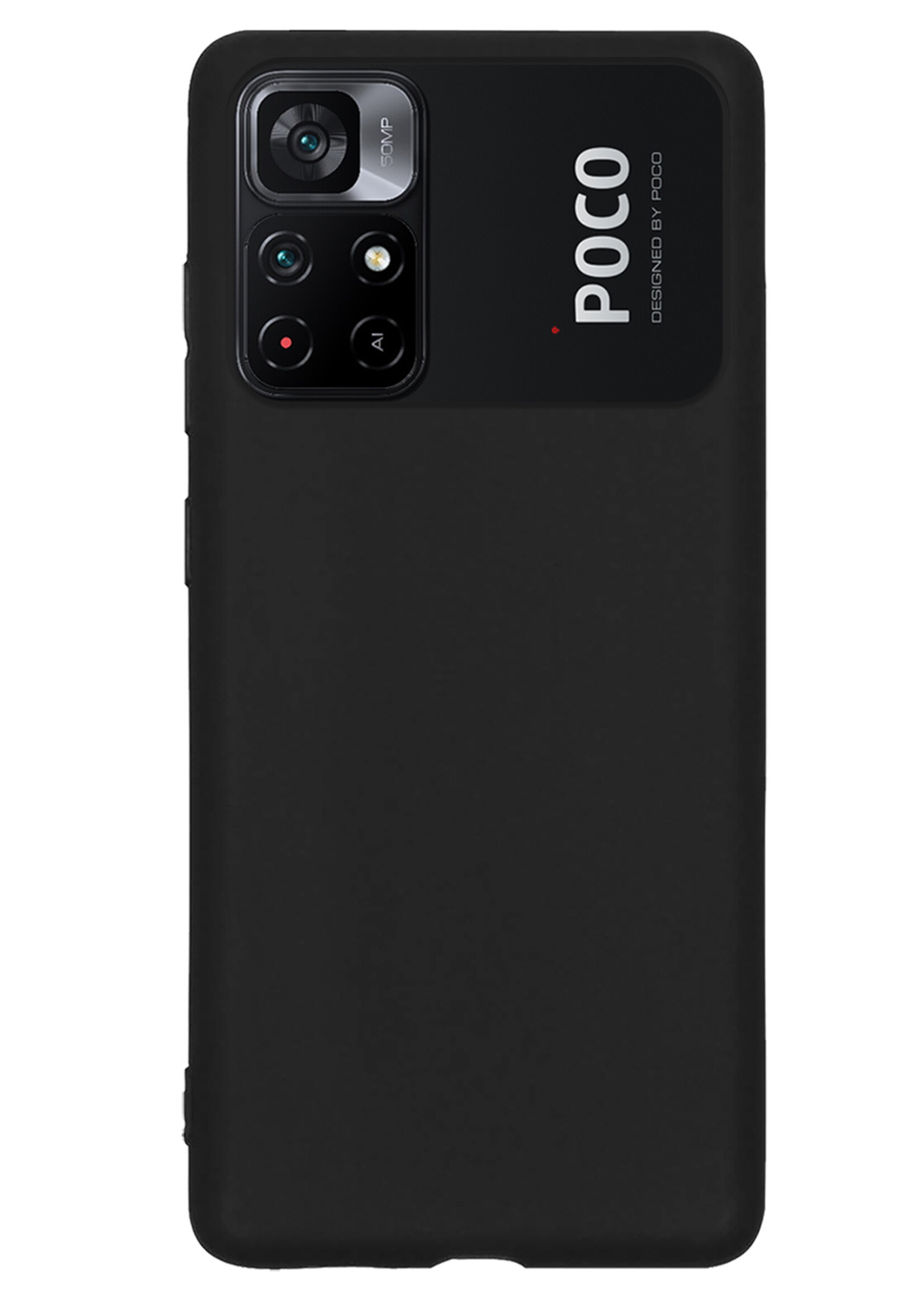 LUQ Hoesje Geschikt voor Xiaomi Poco M4 Pro 5G Hoesje Siliconen Case Met Screenprotector - Hoes Geschikt voor Xiaomi Poco M4 Pro 5G Hoes Siliconen - Zwart