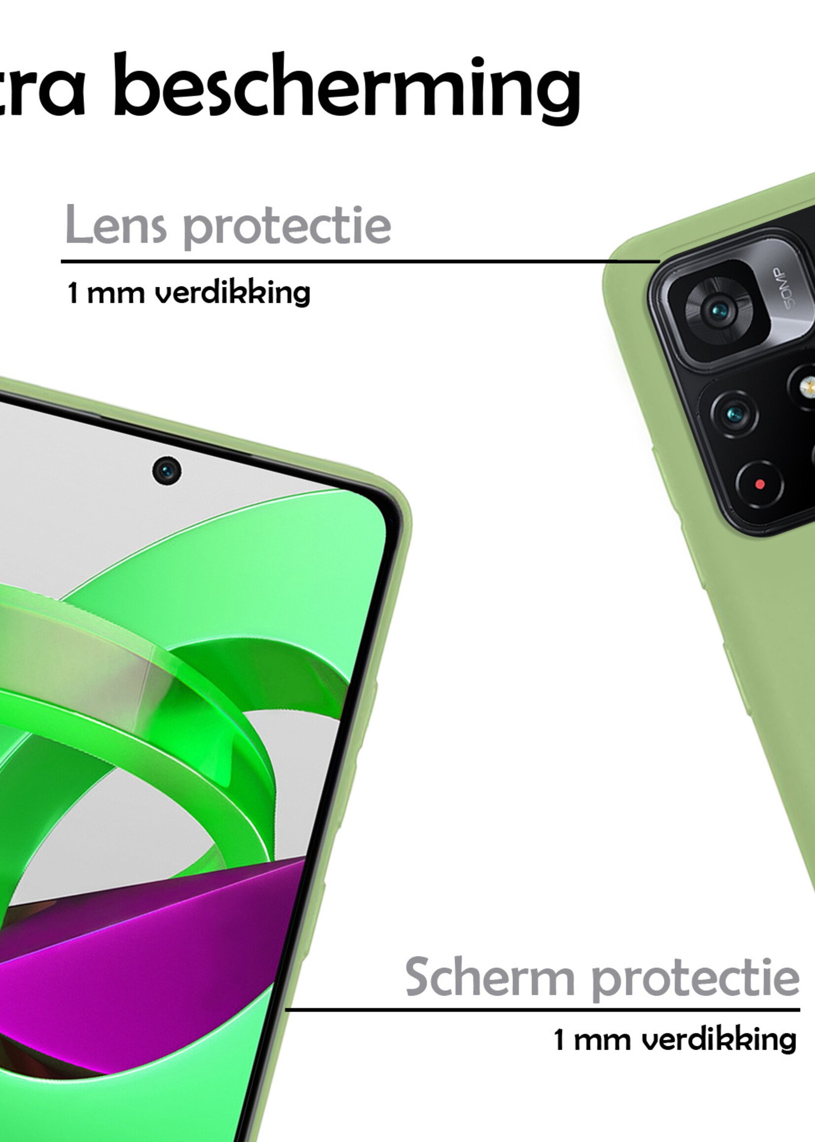 LUQ Hoesje Geschikt voor Xiaomi Poco M4 Pro 5G Hoesje Siliconen Case Met Screenprotector - Hoes Geschikt voor Xiaomi Poco M4 Pro 5G Hoes Siliconen - Groen