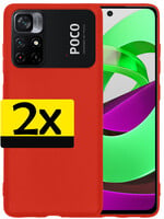 LUQ LUQ Xiaomi Poco M4 Pro 5G Hoesje Siliconen - Rood - 2 PACK