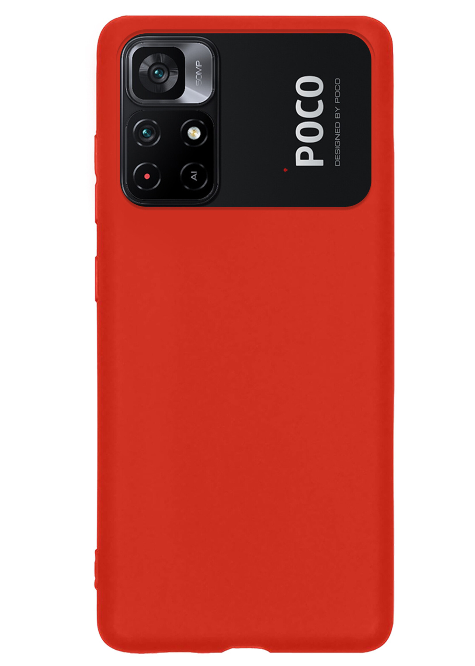 LUQ Hoesje Geschikt voor Xiaomi Poco M4 Pro 5G Hoesje Siliconen Case - Hoes Geschikt voor Xiaomi Poco M4 Pro 5G Hoes Siliconen - Rood - 2 Stuks