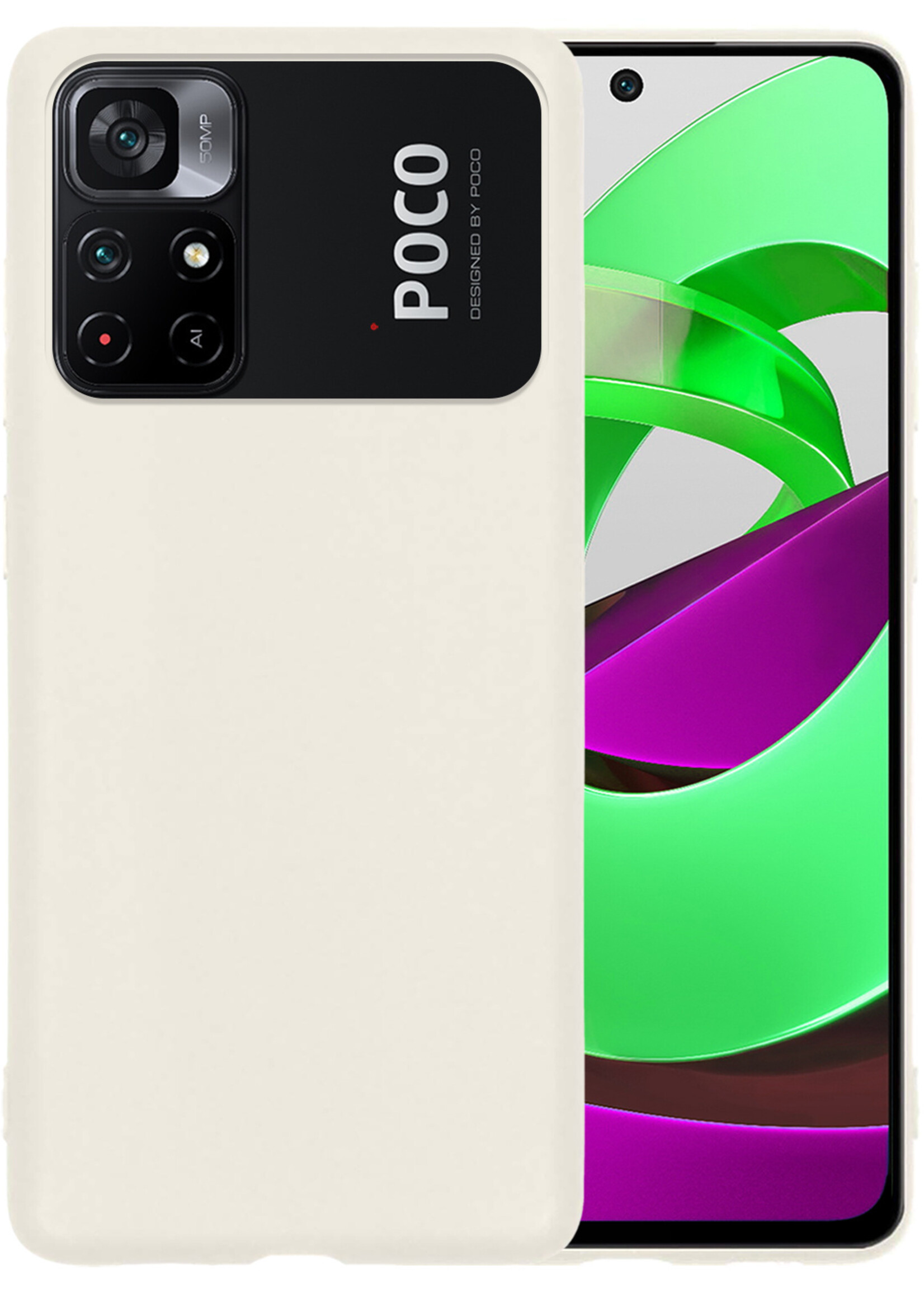 LUQ Hoesje Geschikt voor Xiaomi Poco M4 Pro 5G Hoesje Siliconen Case - Hoes Geschikt voor Xiaomi Poco M4 Pro 5G Hoes Siliconen - Wit