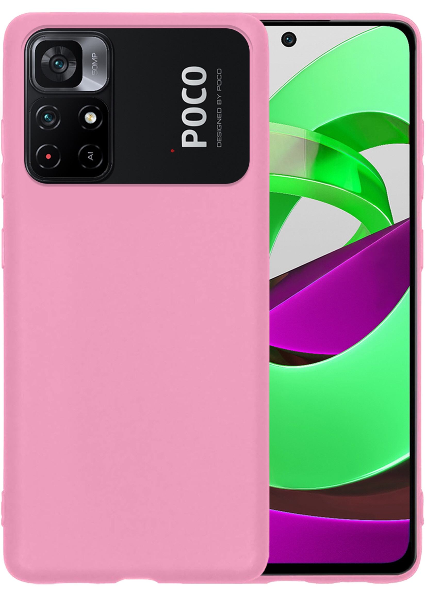 LUQ Hoesje Geschikt voor Xiaomi Poco M4 Pro 5G Hoesje Siliconen Case - Hoes Geschikt voor Xiaomi Poco M4 Pro 5G Hoes Siliconen - Lichtroze