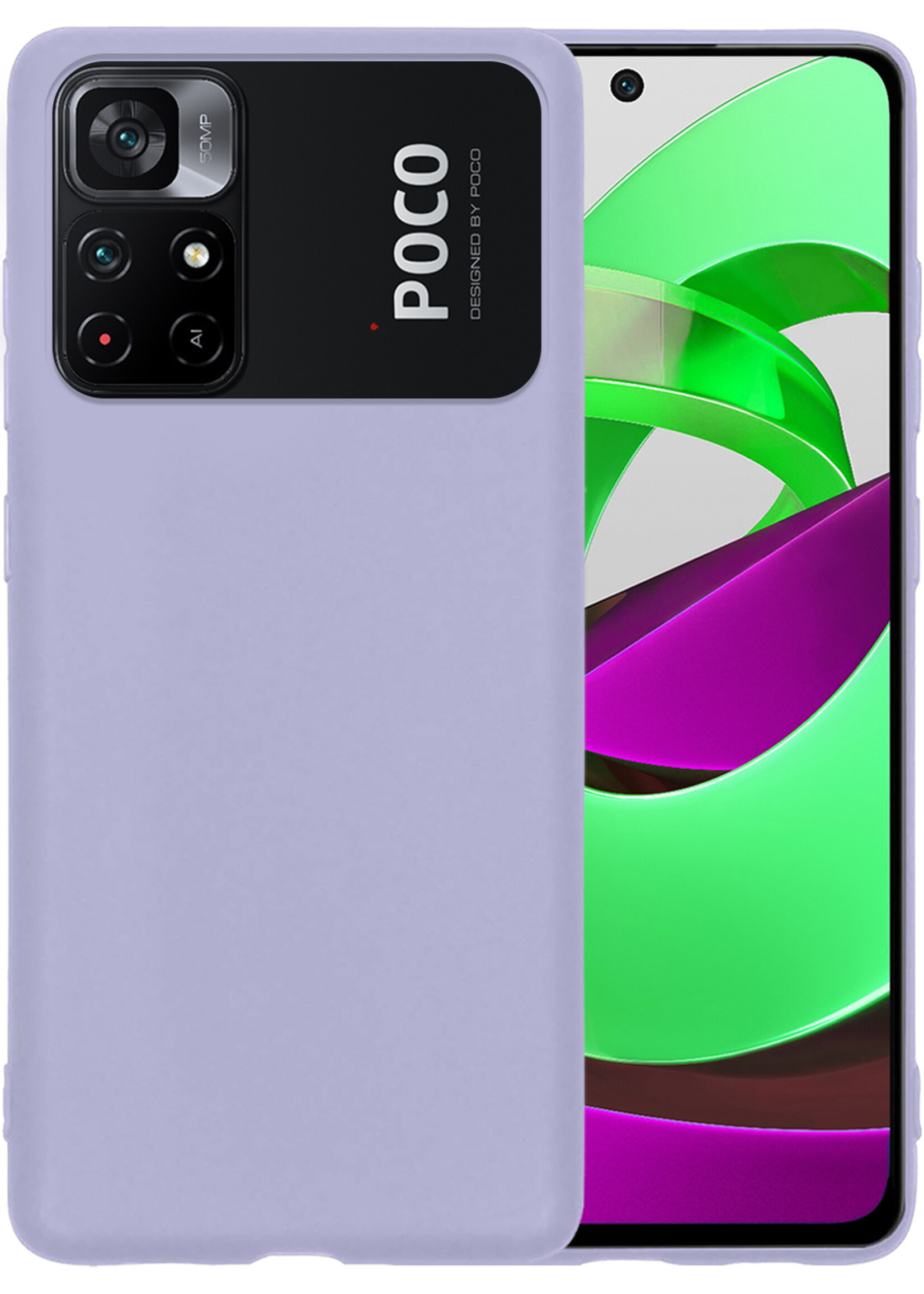 LUQ Hoesje Geschikt voor Xiaomi Poco M4 Pro 5G Hoesje Siliconen Case - Hoes Geschikt voor Xiaomi Poco M4 Pro 5G Hoes Siliconen - Lila