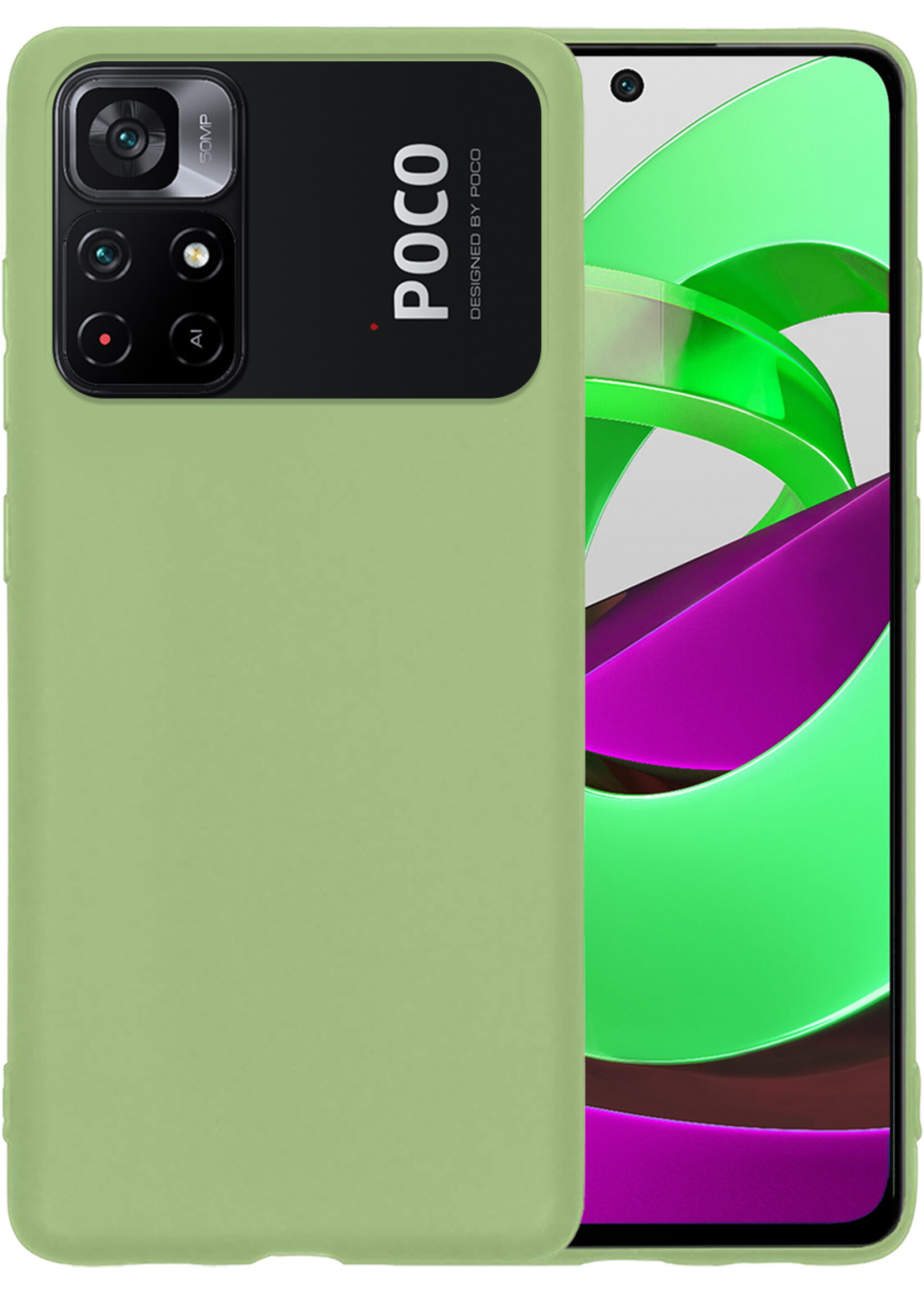 LUQ Hoesje Geschikt voor Xiaomi Poco M4 Pro 5G Hoesje Siliconen Case - Hoes Geschikt voor Xiaomi Poco M4 Pro 5G Hoes Siliconen - Groen