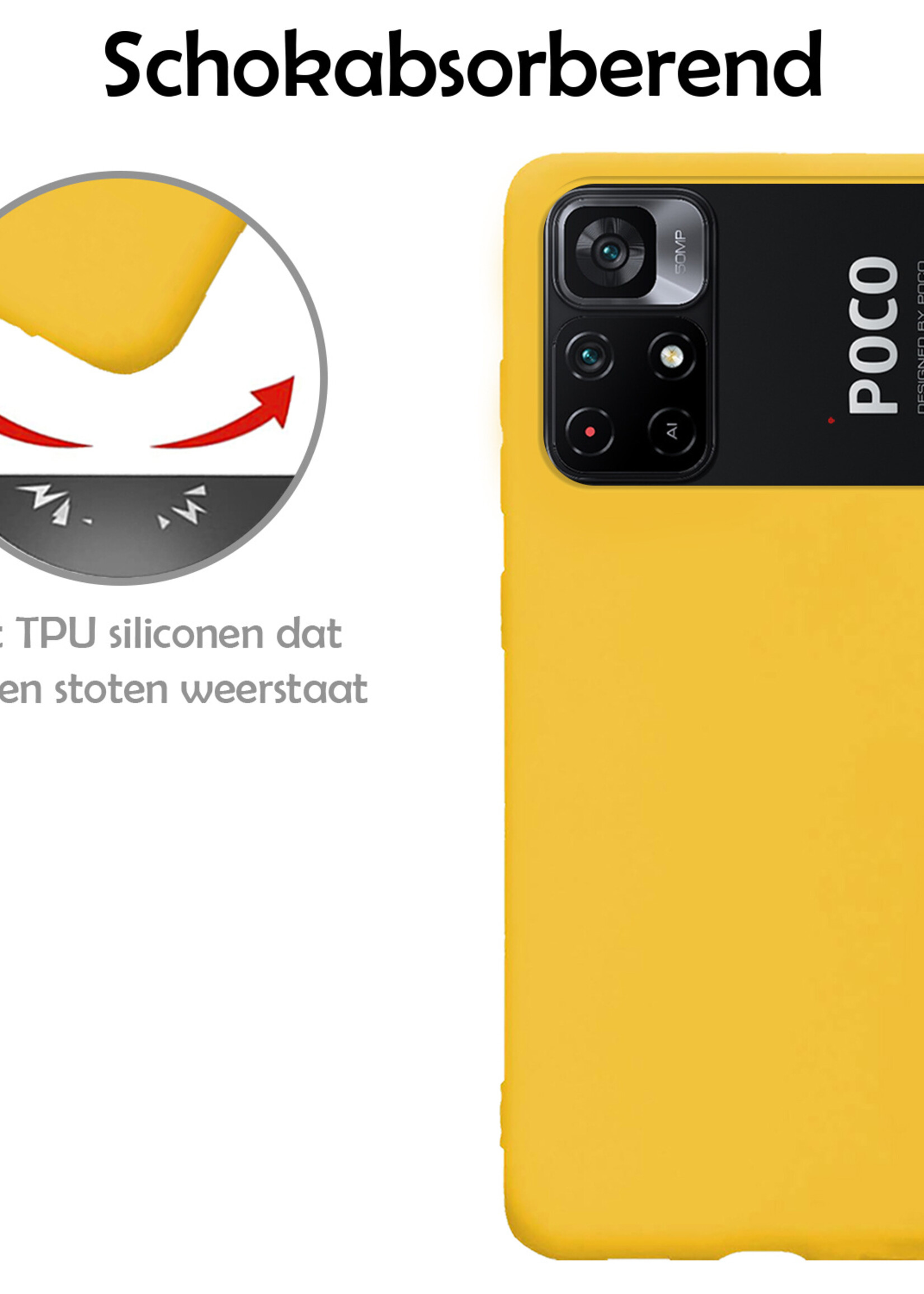 LUQ Hoesje Geschikt voor Xiaomi Poco M4 Pro 5G Hoesje Siliconen Case - Hoes Geschikt voor Xiaomi Poco M4 Pro 5G Hoes Siliconen - Geel