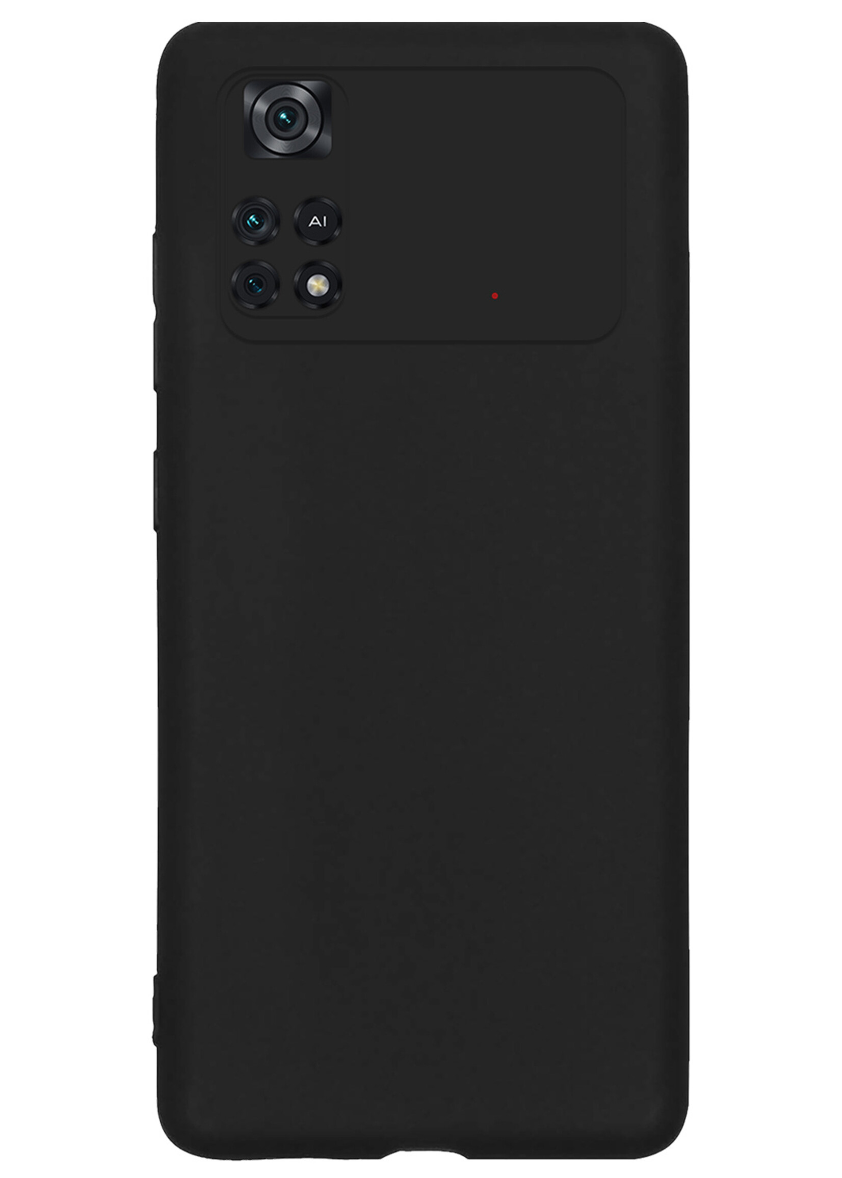 LUQ Hoesje Geschikt voor Poco M4 Pro 4G Hoesje Siliconen Case Met 2x Screenprotector - Hoes Geschikt voor Xiaomi Poco M4 Pro 4G Hoes Siliconen - Zwart