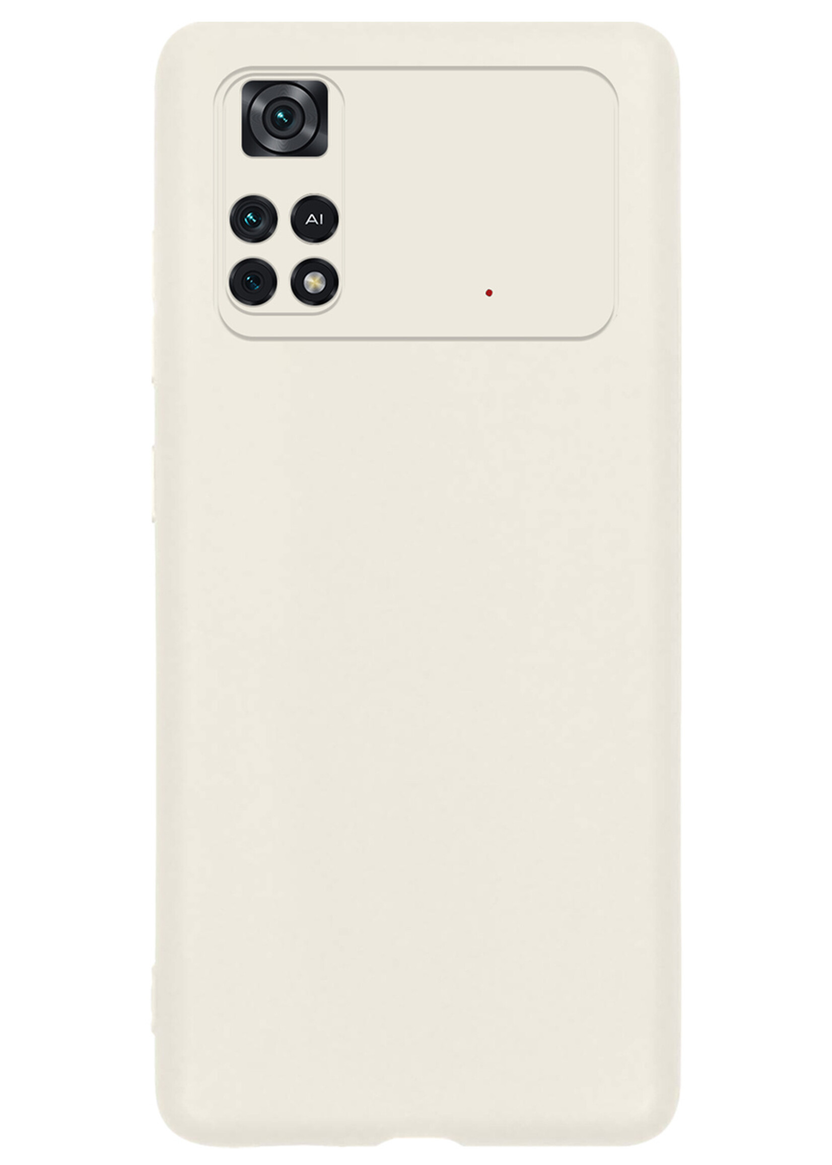 LUQ Hoesje Geschikt voor Poco M4 Pro 4G Hoesje Siliconen Case Met 2x Screenprotector - Hoes Geschikt voor Xiaomi Poco M4 Pro 4G Hoes Siliconen - Wit