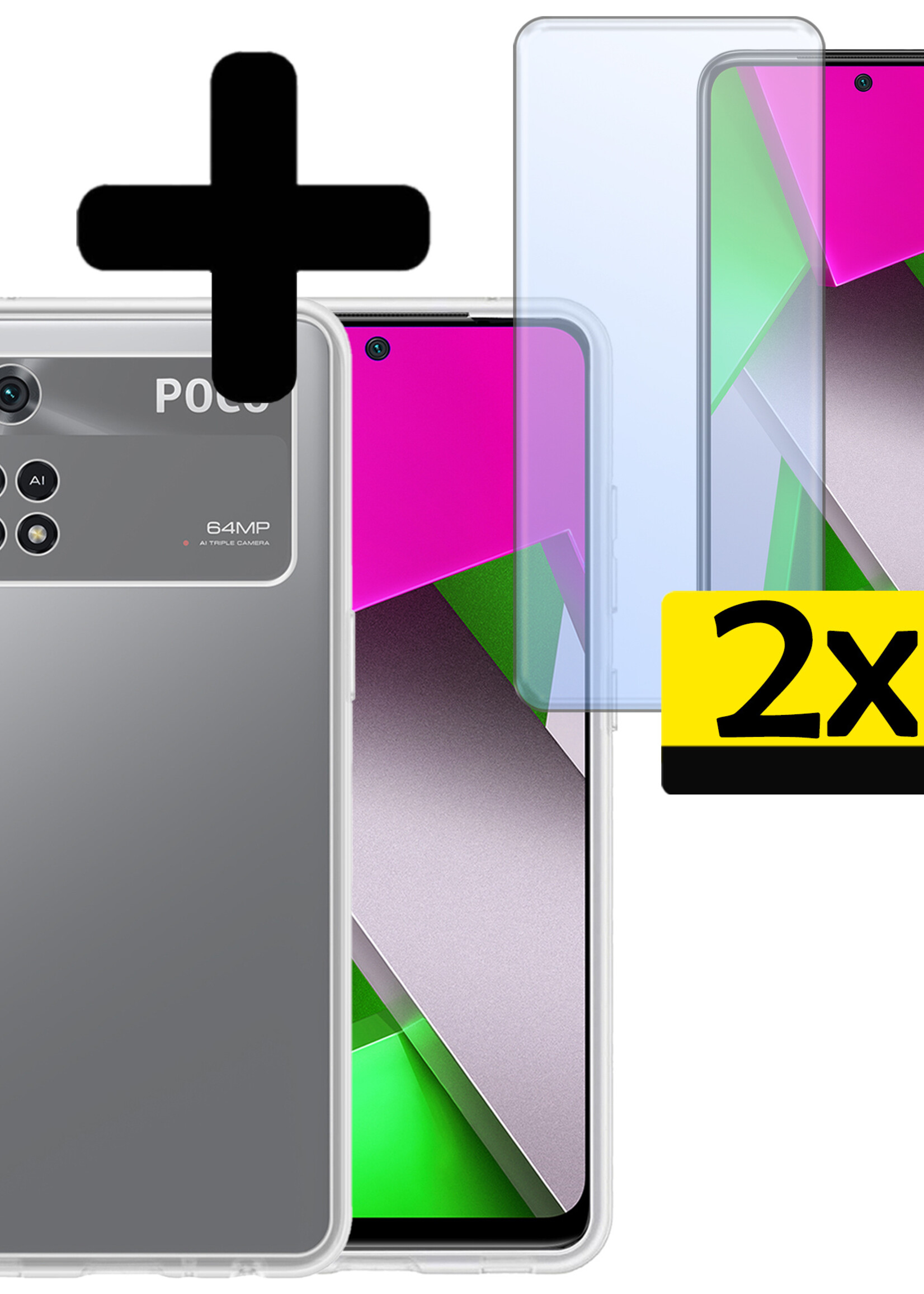 LUQ Hoesje Geschikt voor Poco M4 Pro 4G Hoesje Siliconen Case Met 2x Screenprotector - Hoes Geschikt voor Xiaomi Poco M4 Pro 4G Hoes Siliconen - Transparant