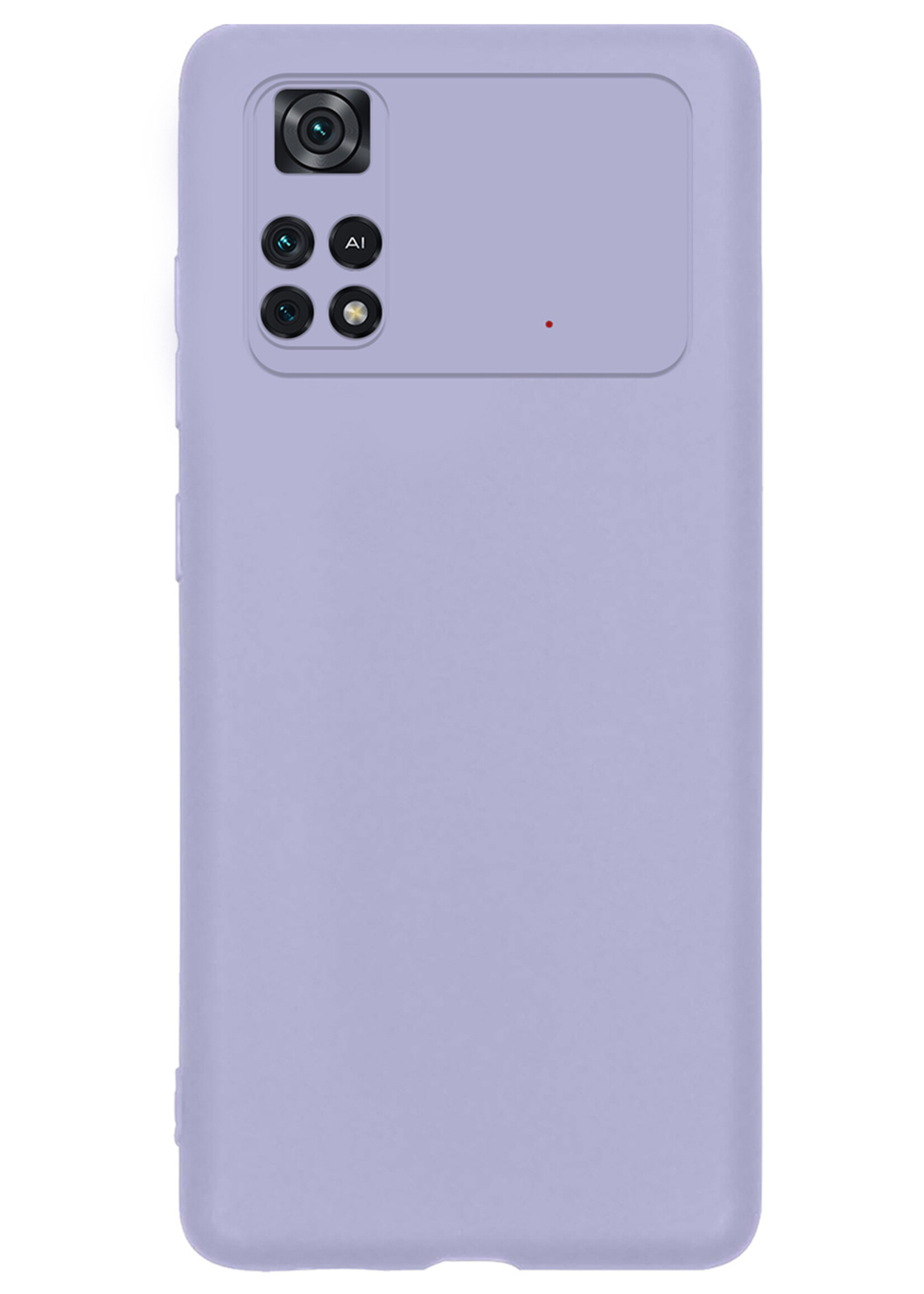 LUQ Hoesje Geschikt voor Poco M4 Pro 4G Hoesje Siliconen Case Met 2x Screenprotector - Hoes Geschikt voor Xiaomi Poco M4 Pro 4G Hoes Siliconen - Lila