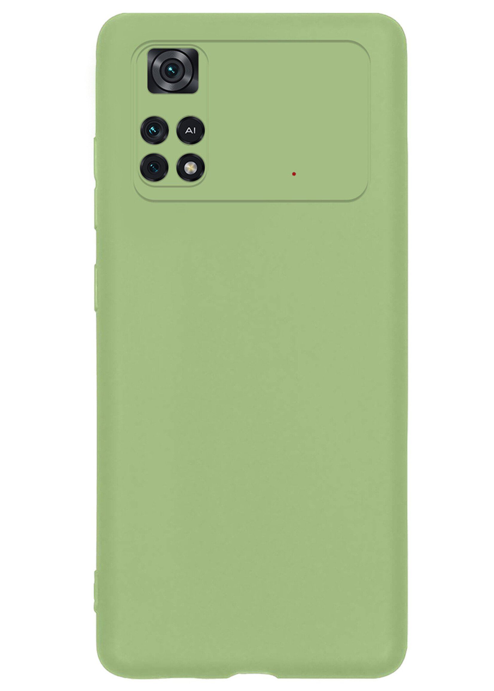 LUQ Hoesje Geschikt voor Poco M4 Pro 4G Hoesje Siliconen Case Met 2x Screenprotector - Hoes Geschikt voor Xiaomi Poco M4 Pro 4G Hoes Siliconen - Groen