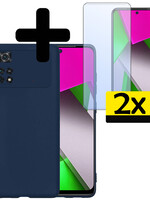 LUQ LUQ Xiaomi Poco M4 Pro 4G Hoesje Siliconen Met 2x Screenprotector - Donkerblauw