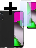 LUQ LUQ Xiaomi Poco M4 Pro 4G Hoesje Siliconen Met Screenprotector - Zwart