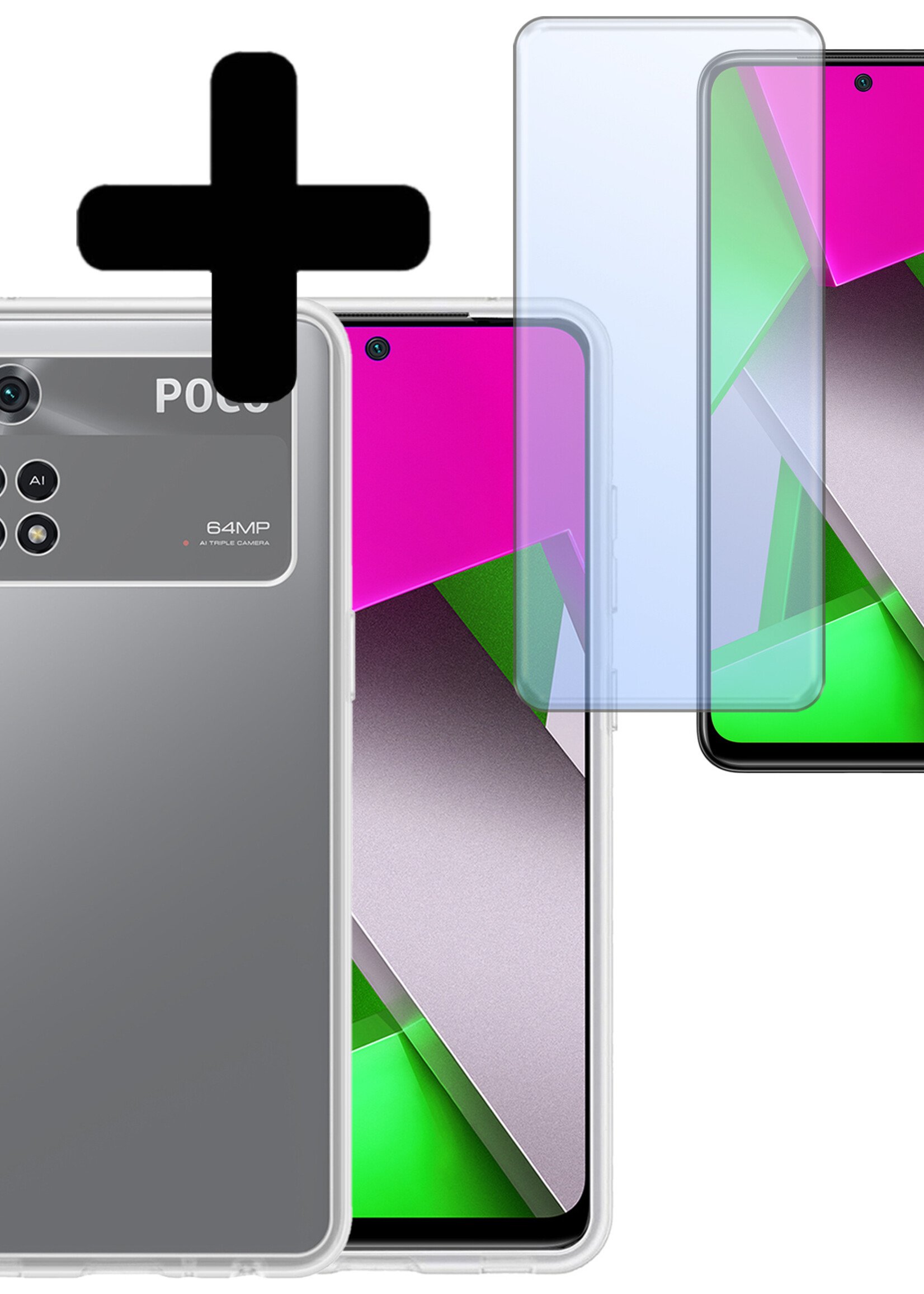 LUQ Hoesje Geschikt voor Poco M4 Pro 4G Hoesje Siliconen Case Met Screenprotector - Hoes Geschikt voor Xiaomi Poco M4 Pro 4G Hoes Siliconen - Transparant