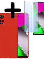 LUQ LUQ Xiaomi Poco M4 Pro 4G Hoesje Siliconen Met Screenprotector - Rood