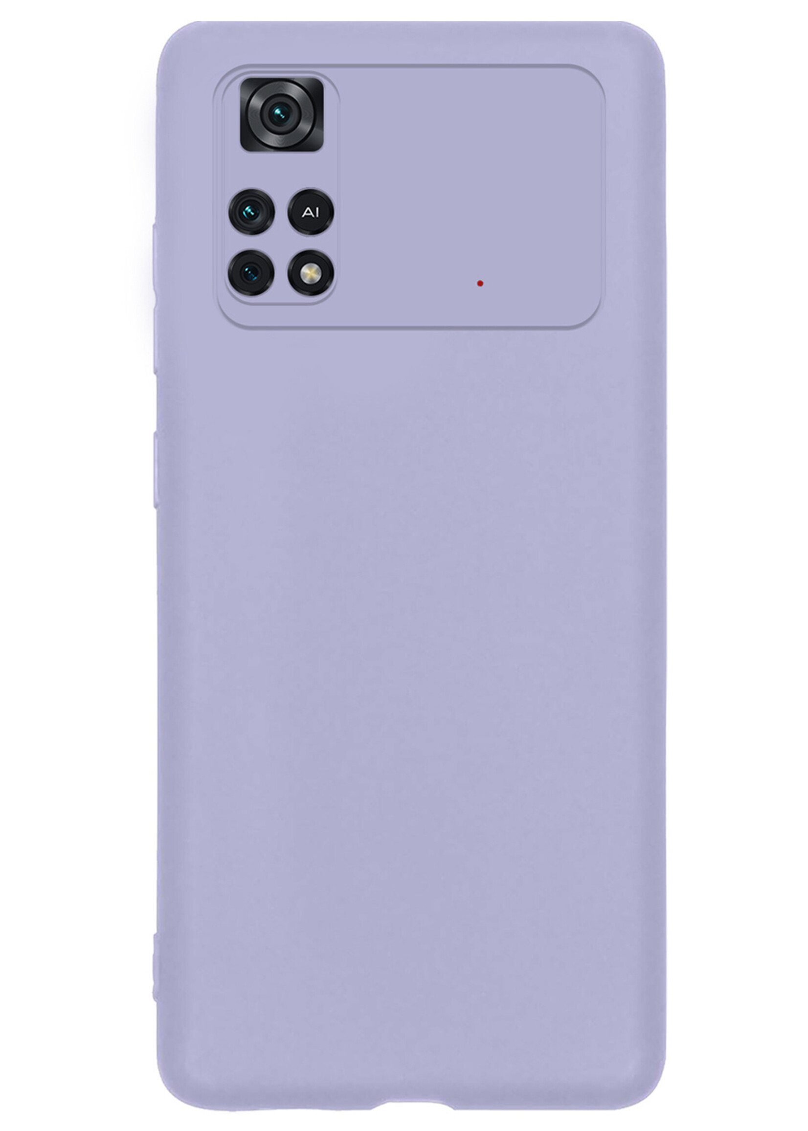 LUQ Hoesje Geschikt voor Poco M4 Pro 4G Hoesje Siliconen Case Met Screenprotector - Hoes Geschikt voor Xiaomi Poco M4 Pro 4G Hoes Siliconen - Lila