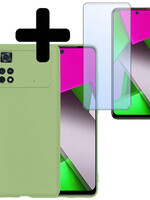 LUQ LUQ Xiaomi Poco M4 Pro 4G Hoesje Siliconen Met Screenprotector - Groen