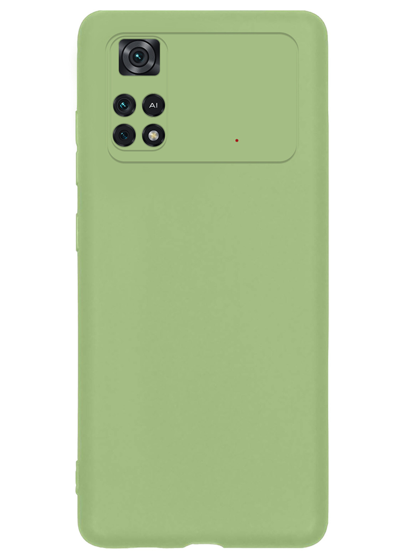 LUQ Hoesje Geschikt voor Poco M4 Pro 4G Hoesje Siliconen Case Met Screenprotector - Hoes Geschikt voor Xiaomi Poco M4 Pro 4G Hoes Siliconen - Groen