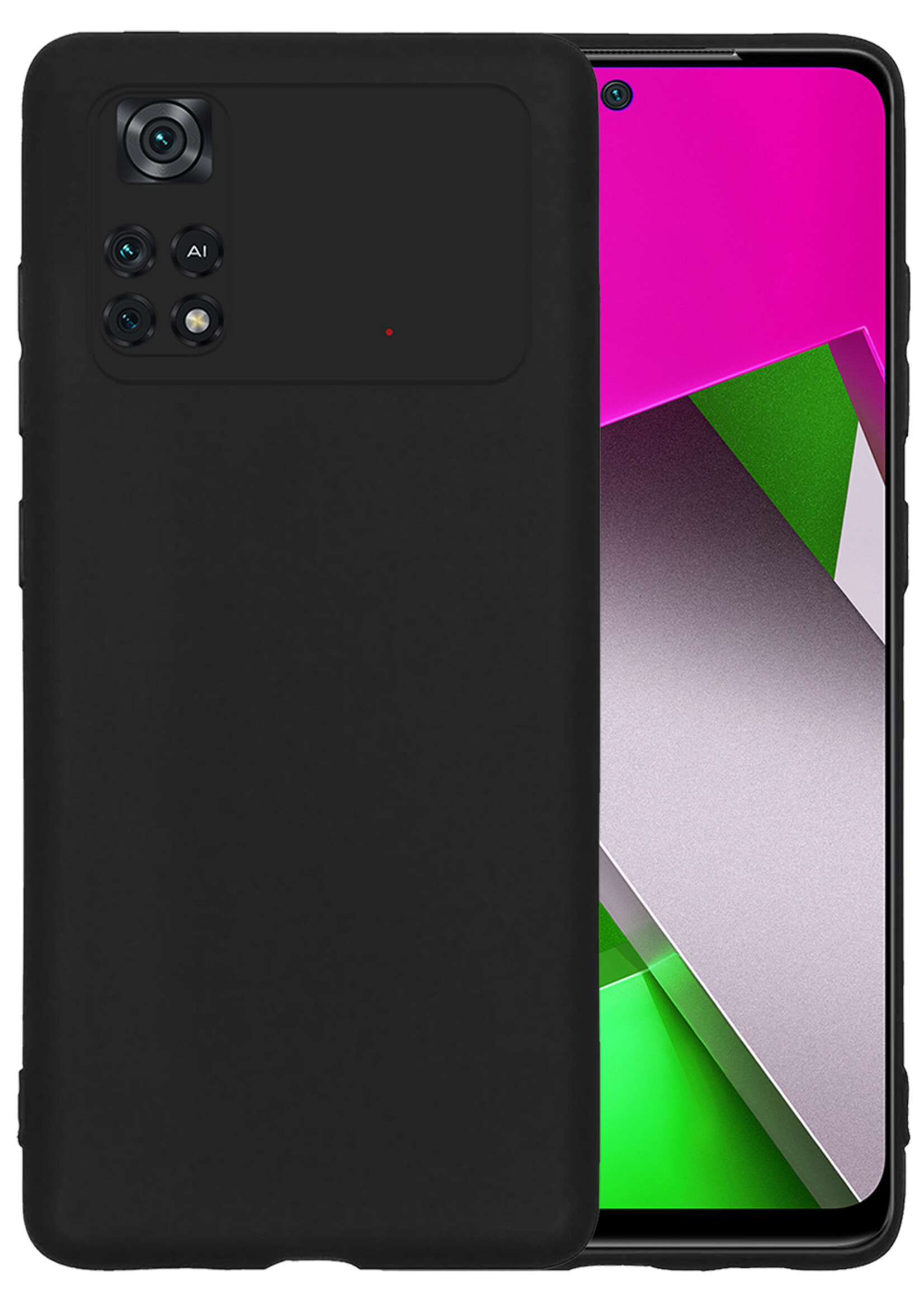 LUQ Hoesje Geschikt voor Poco M4 Pro 4G Hoesje Siliconen Case - Hoes Geschikt voor Xiaomi Poco M4 Pro 4G Hoes Siliconen - Zwart