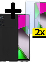 LUQ LUQ Xiaomi Poco X4 Pro 5G Hoesje Siliconen Met 2x Screenprotector - Zwart
