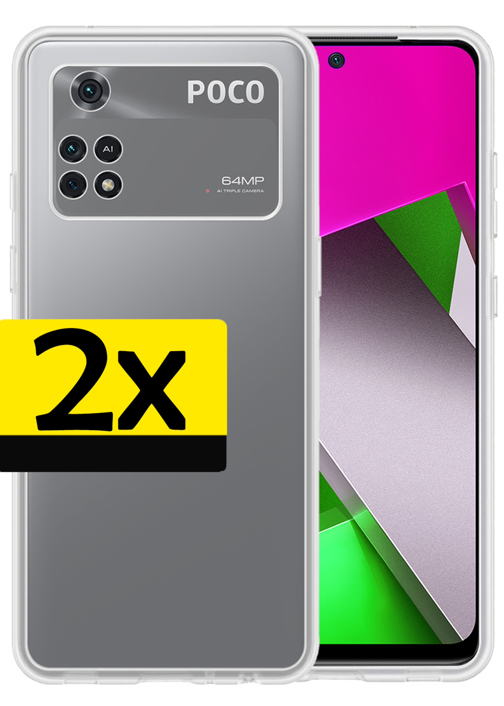 LUQ Xiaomi Poco X4 Pro 5G Hoesje Cover Siliconen Back Case - Poco X4 Pro 5G Hoes - Transparant - 2 Stuks