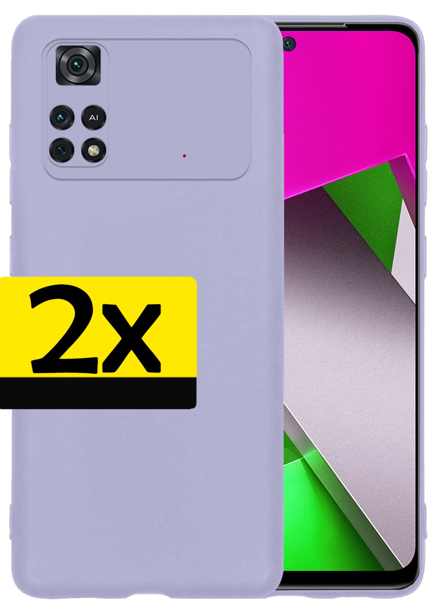 LUQ Xiaomi Poco X4 Pro 5G Hoesje Cover Siliconen Back Case - Poco X4 Pro 5G Hoes - Lila - 2 Stuks