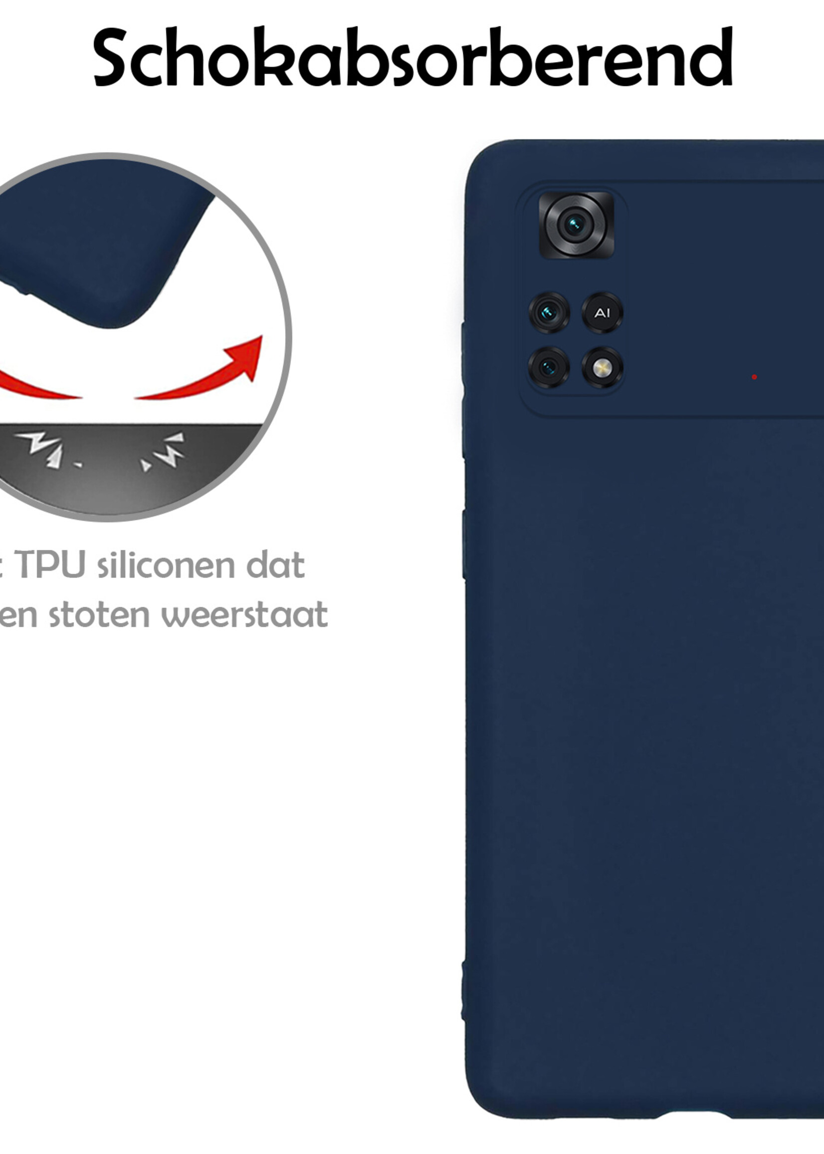 LUQ Xiaomi Poco X4 Pro 5G Hoesje Cover Siliconen Back Case - Poco X4 Pro 5G Hoes - Donkerblauw - 2 Stuks