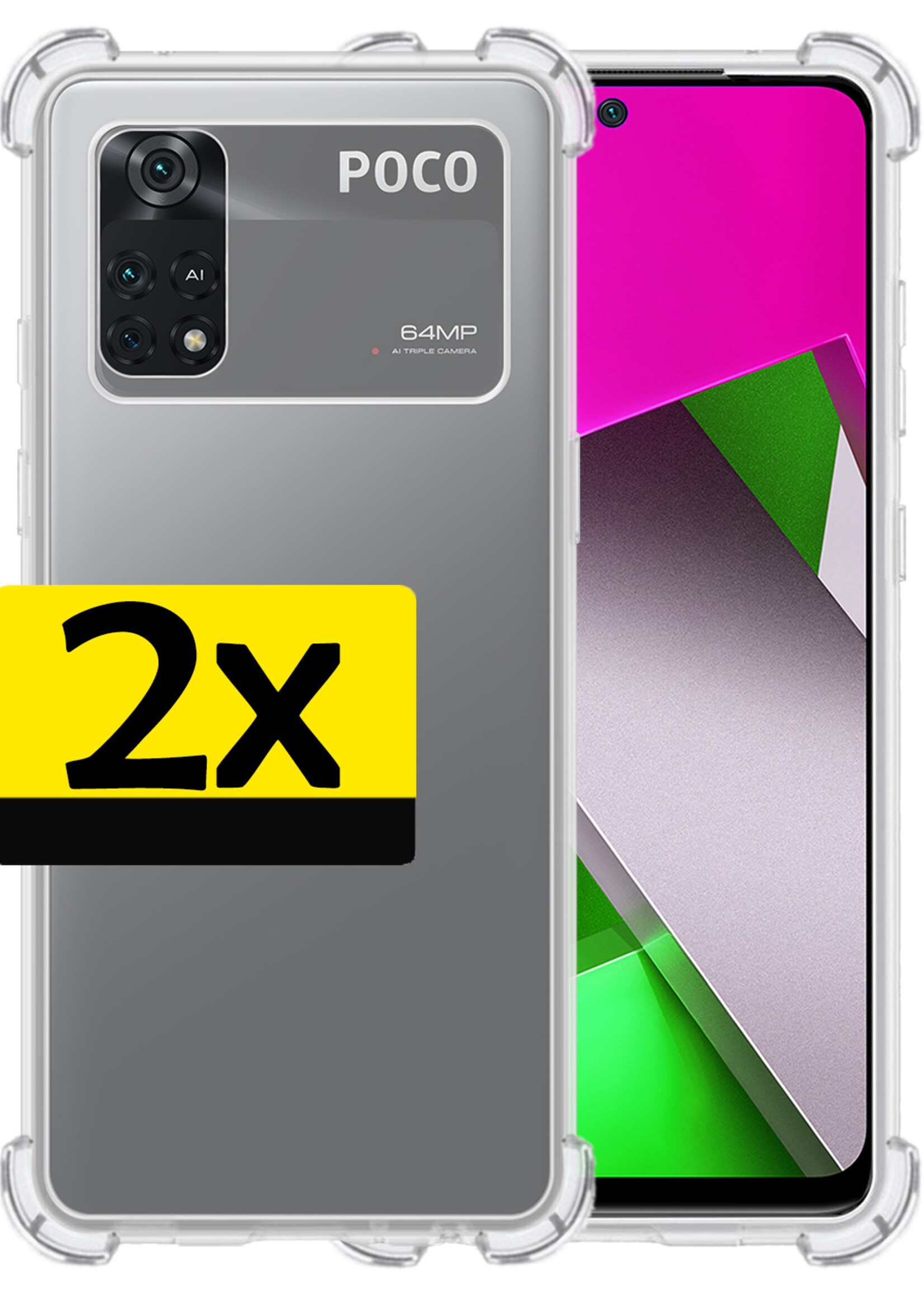 LUQ Xiaomi Poco X4 Pro 5G Hoesje Shockproof Case - Poco X4 Pro 5G Hoes Shock Proof Bumper - 2 Stuks - Transparant