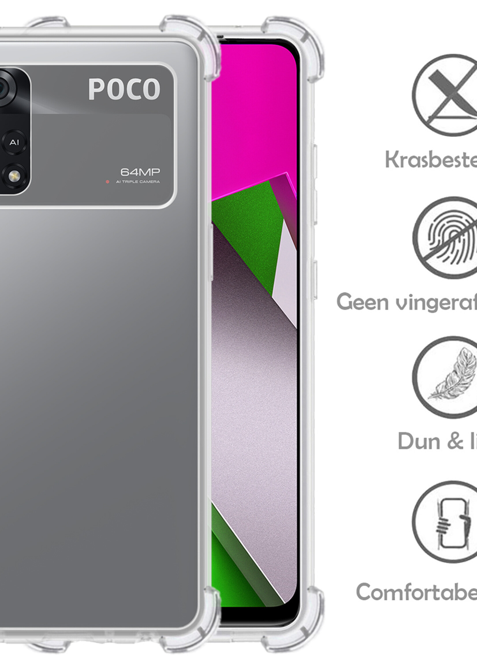LUQ Xiaomi Poco X4 Pro 5G Hoesje Shockproof Case - Poco X4 Pro 5G Hoes Shock Proof Bumper - 2 Stuks - Transparant