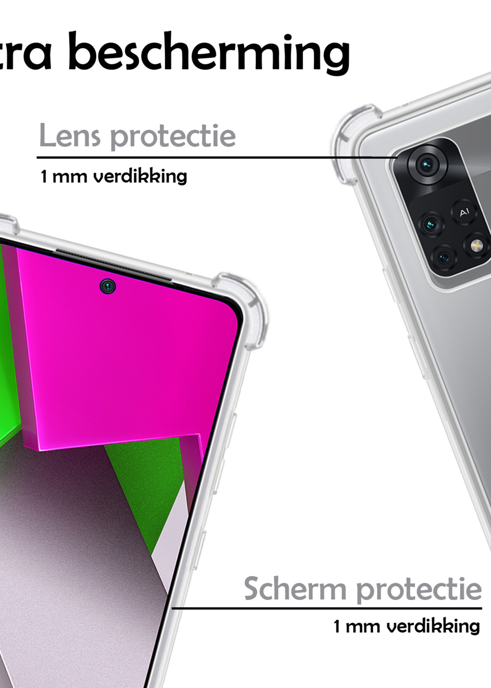 LUQ Xiaomi Poco X4 Pro 5G Hoesje Shockproof Case - Poco X4 Pro 5G Hoes Shock Proof Bumper - 2 Stuks - Transparant