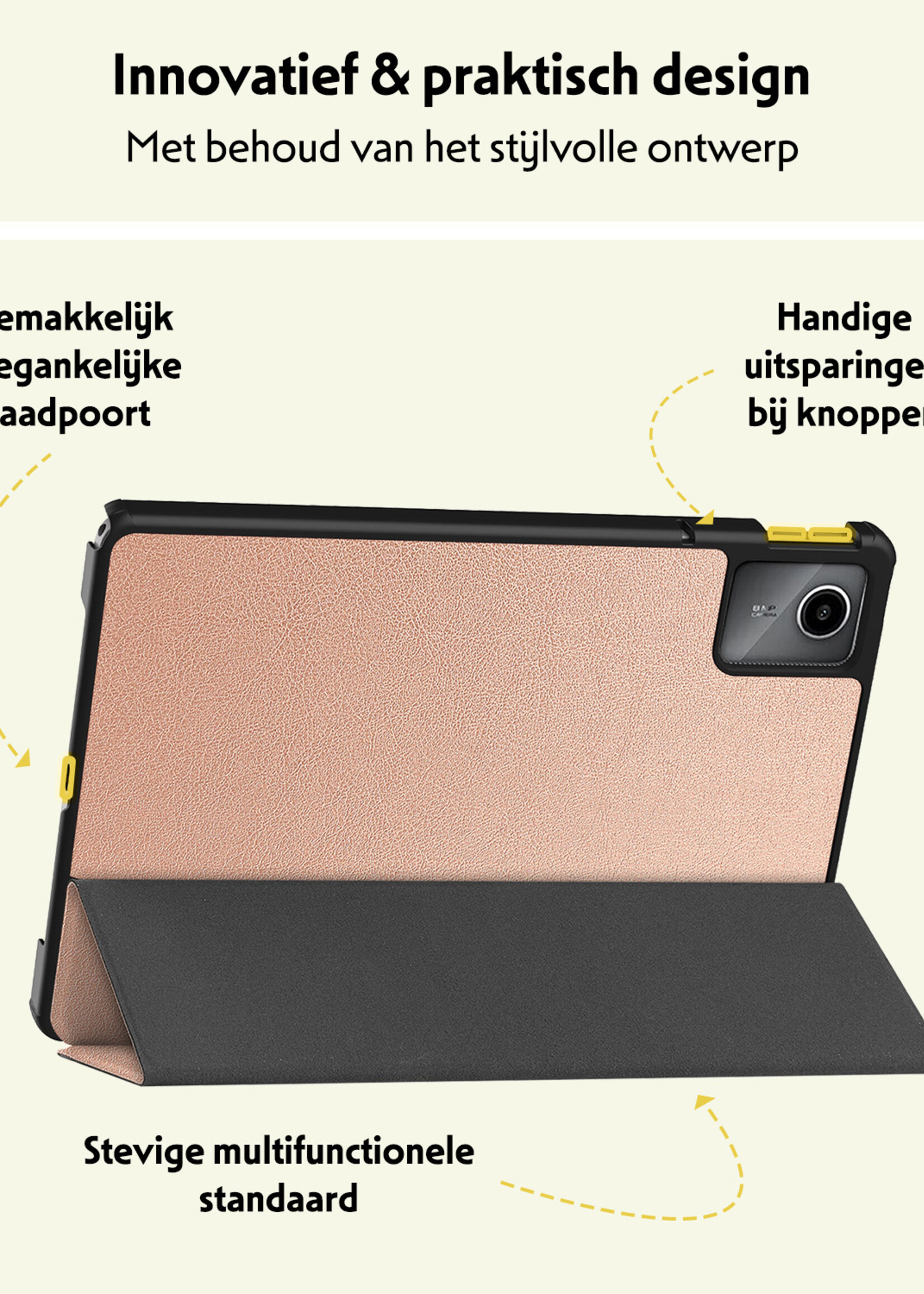 LUQ Hoes Geschikt voor Lenovo Tab M11 Hoes Luxe Hoesje Book Case - Hoesje Geschikt voor Lenovo Tab M11 (11 inch) Hoes Cover - Rosé goud