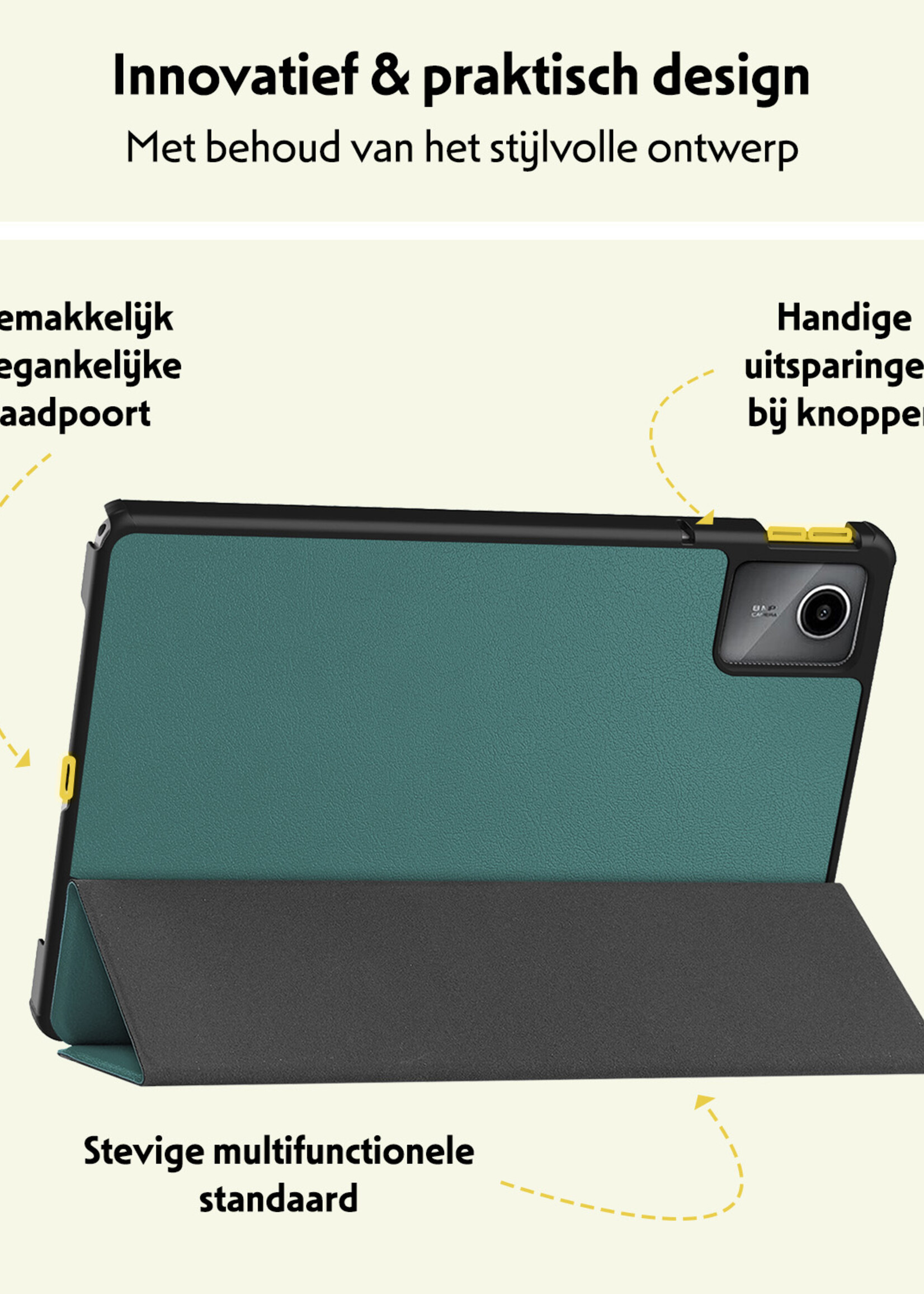 LUQ Hoes Geschikt voor Lenovo Tab M11 Hoes Luxe Hoesje Book Case Met Screenprotector - Hoesje Geschikt voor Lenovo Tab M11 (11 inch) Hoes Cover - Donkergroen