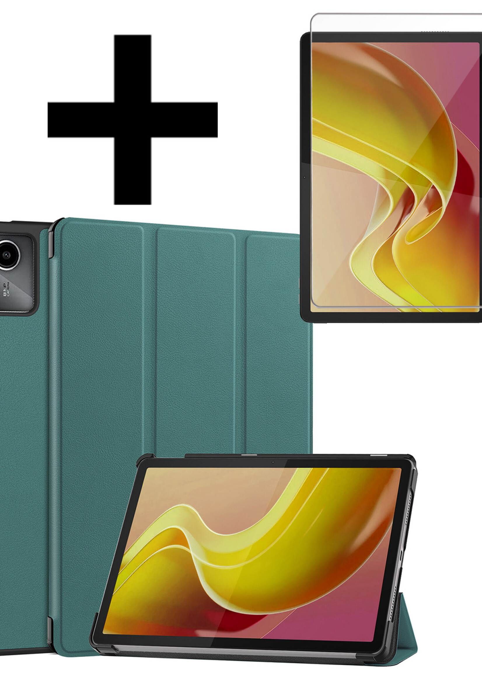 LUQ Hoes Geschikt voor Lenovo Tab M11 Hoes Luxe Hoesje Book Case Met Screenprotector - Hoesje Geschikt voor Lenovo Tab M11 (11 inch) Hoes Cover - Donkergroen