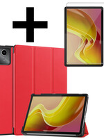 LUQ LUQ Lenovo Tab M11 Hoesje Met Screenprotector - Rood