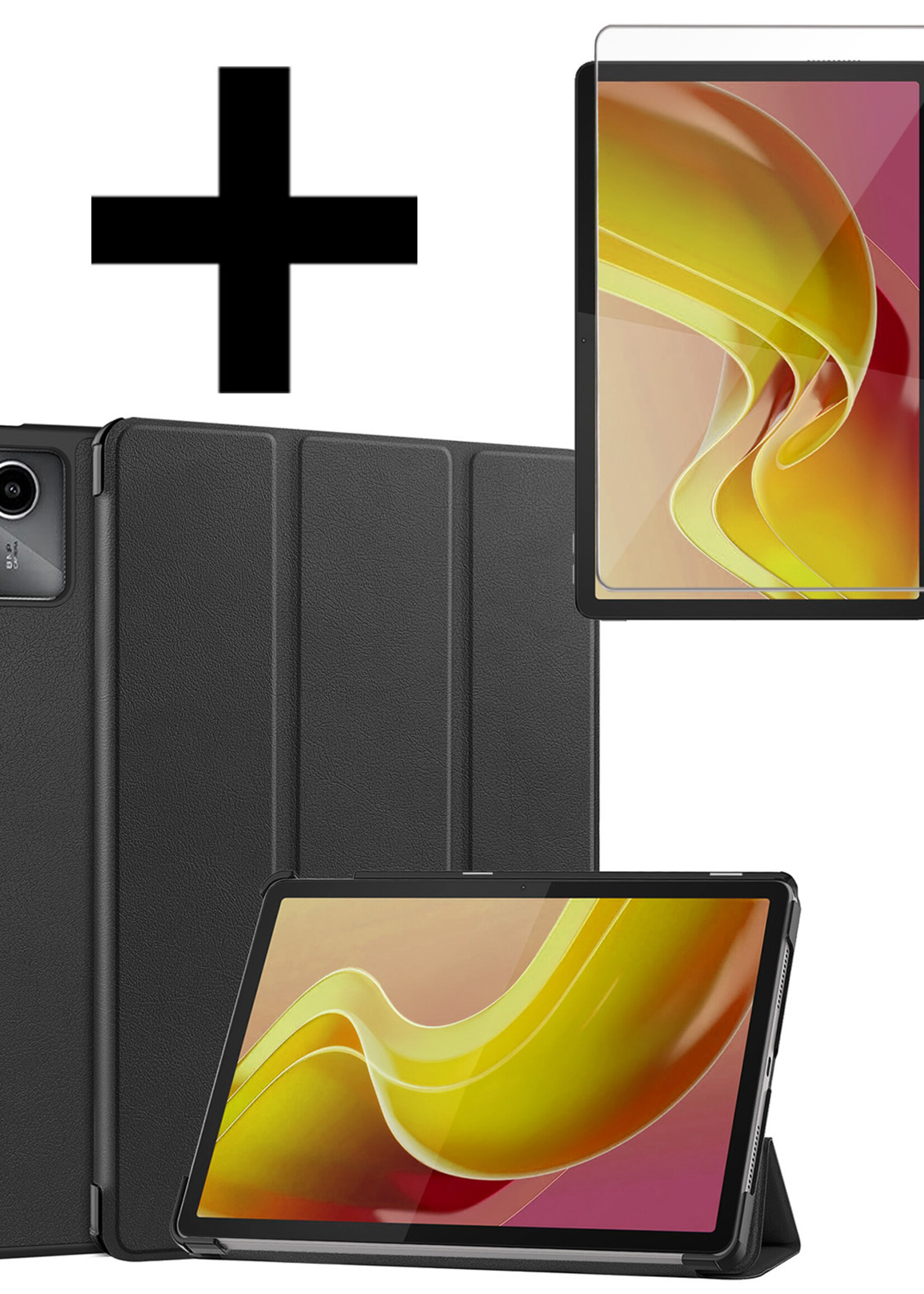 LUQ Hoes Geschikt voor Lenovo Tab M11 Hoes Luxe Hoesje Book Case Met Screenprotector - Hoesje Geschikt voor Lenovo Tab M11 (11 inch) Hoes Cover - Zwart