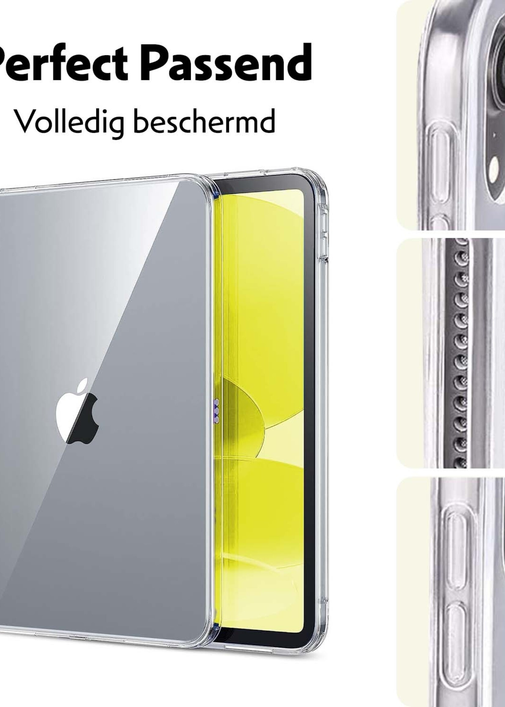 LUQ Hoes Geschikt voor iPad 2022 Hoesje Siliconen Case Hoes Siliconen Back Cover - Transparant