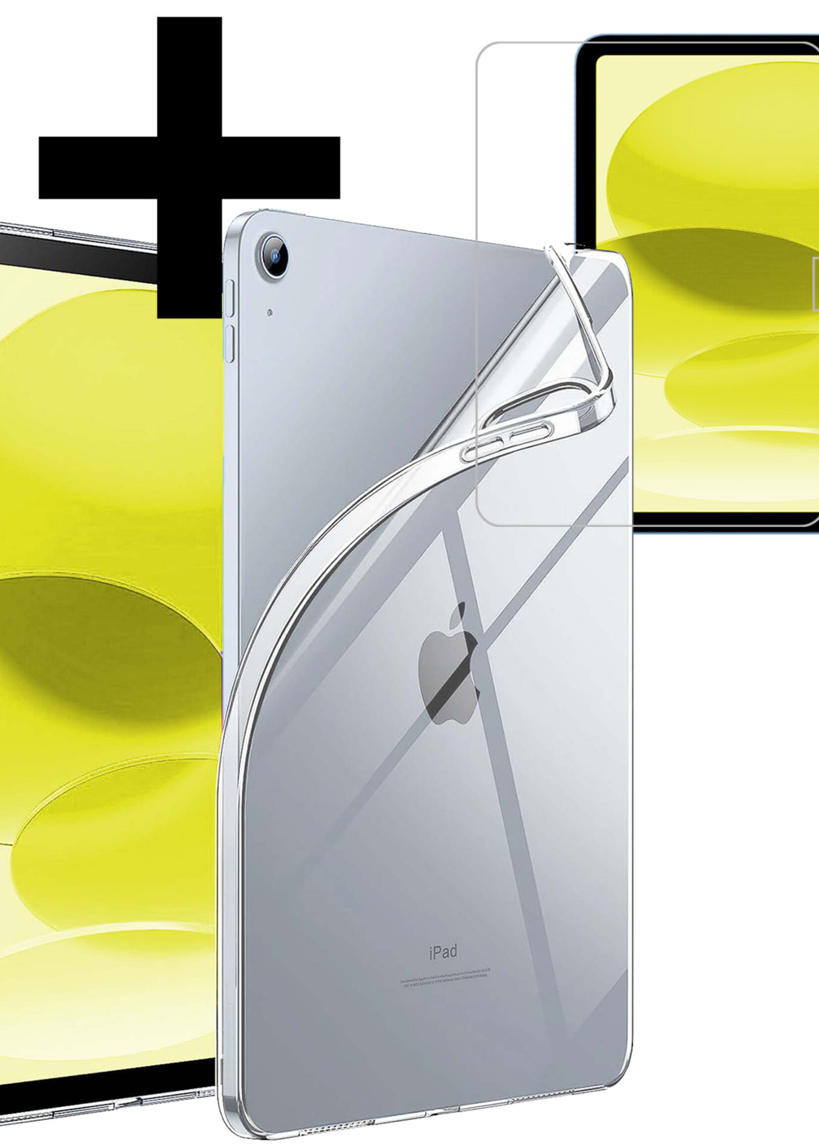 LUQ Hoes Geschikt voor iPad 2022 Hoesje Siliconen Case Hoes Siliconen Back Cover Met Screenprotector - Transparant