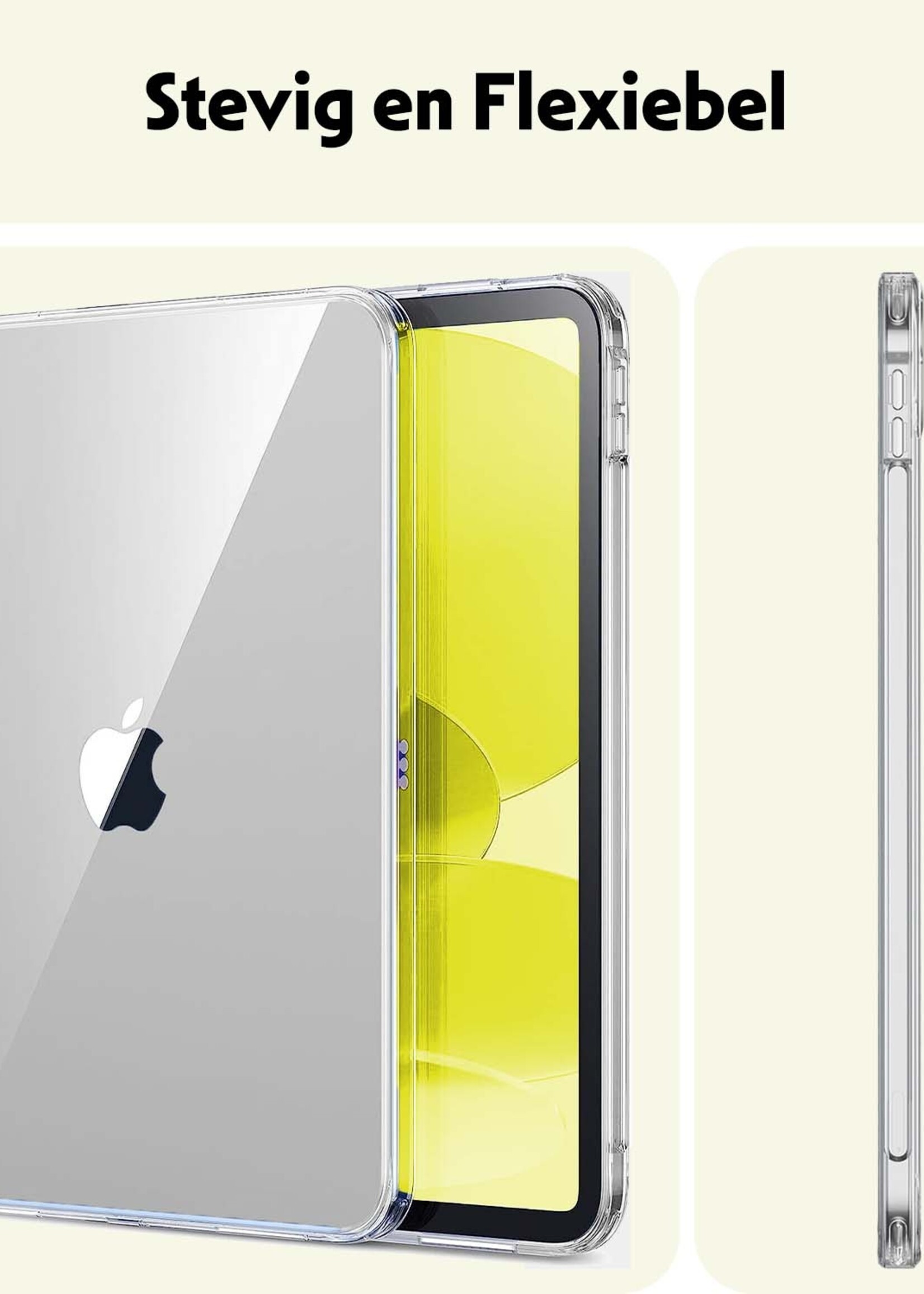 LUQ Hoes Geschikt voor iPad 2022 Hoesje Siliconen Case Hoes Siliconen Back Cover Met 2x Screenprotector - Transparant