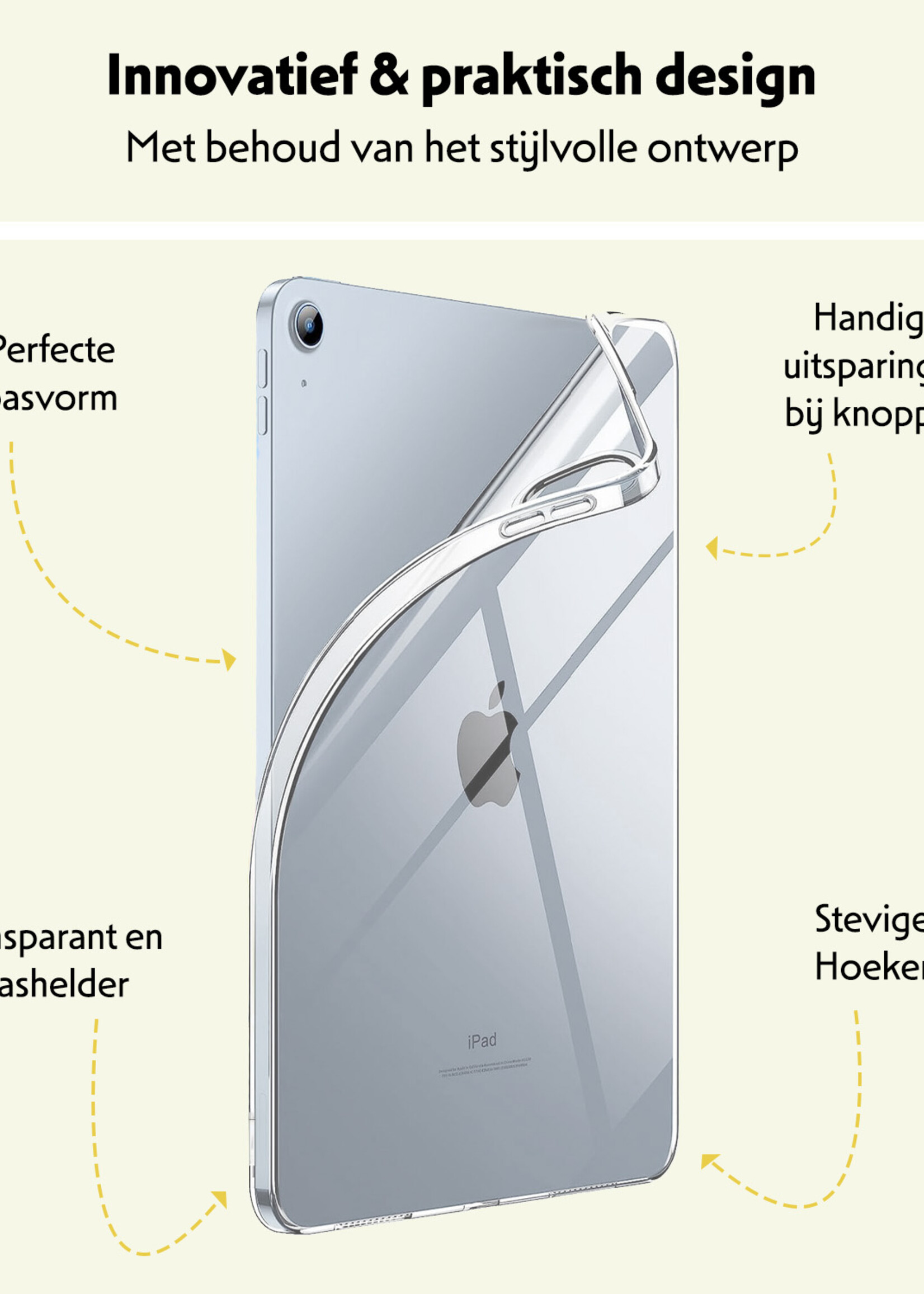 LUQ Hoes Geschikt voor iPad 2022 Hoesje Siliconen Case Hoes Siliconen Back Cover - Transparant