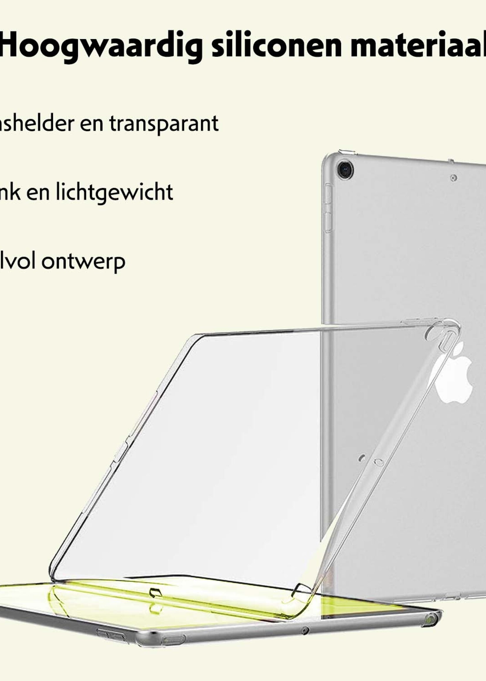 LUQ Hoes Geschikt voor iPad 10.2 2020 Hoesje Siliconen Case Hoes Siliconen Back Cover - Transparant