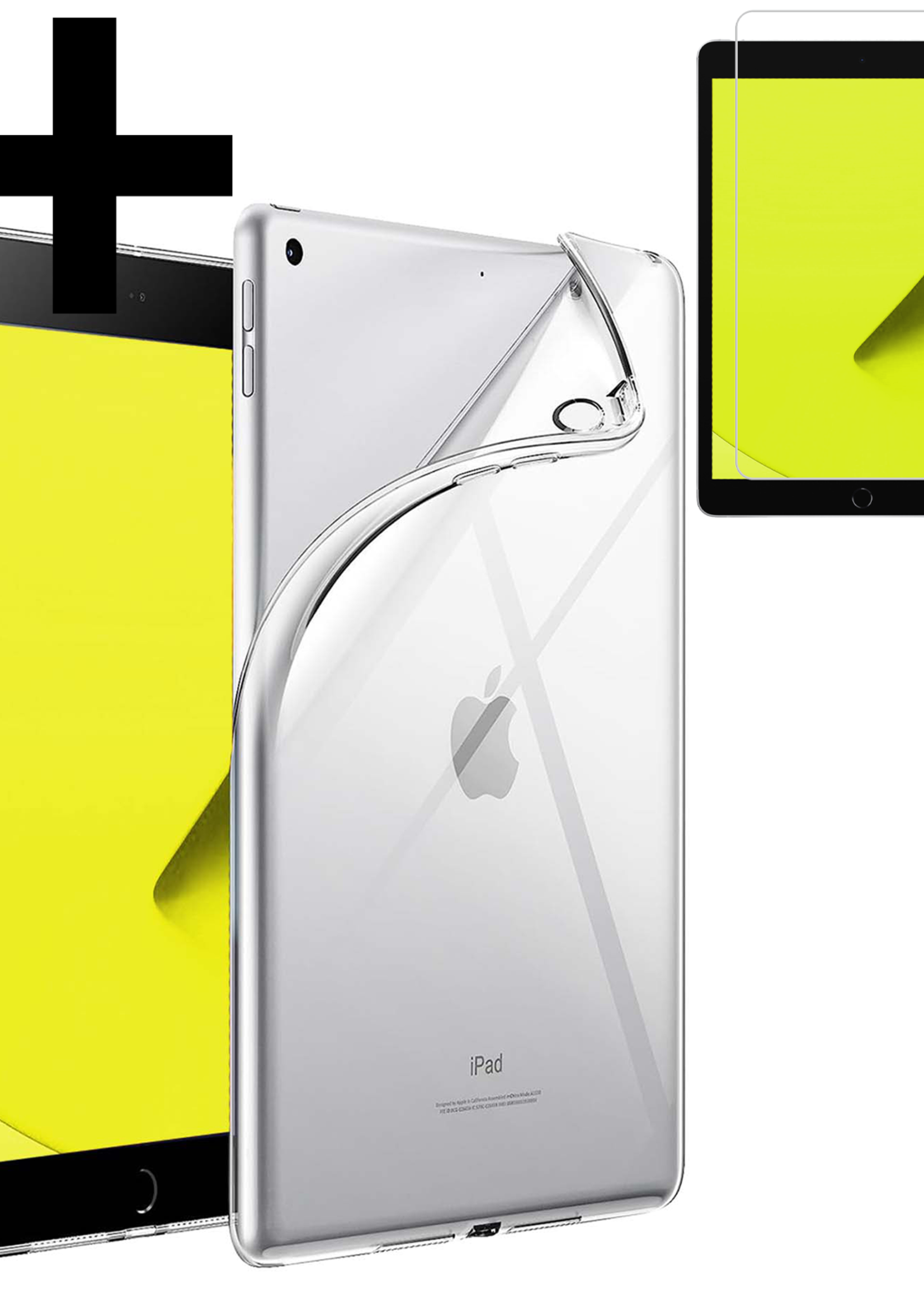 LUQ Hoes Geschikt voor iPad 10.2 2020 Hoesje Siliconen Case Hoes Siliconen Back Cover Met Screenprotector - Transparant