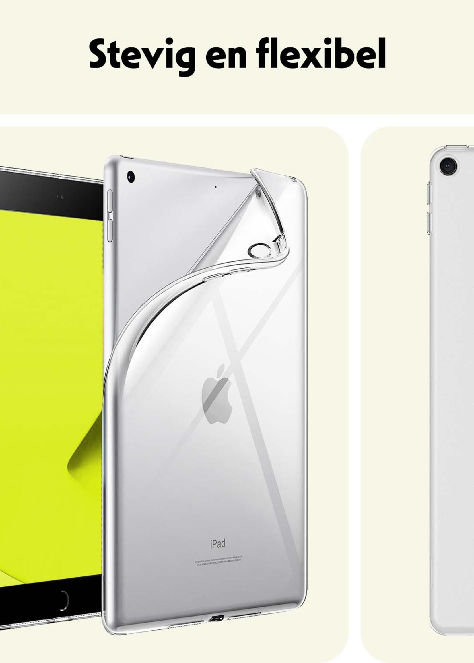 LUQ Hoes Geschikt voor iPad 10.2 2020 Hoesje Siliconen Case Hoes Siliconen Back Cover Met 2x Screenprotector - Transparant