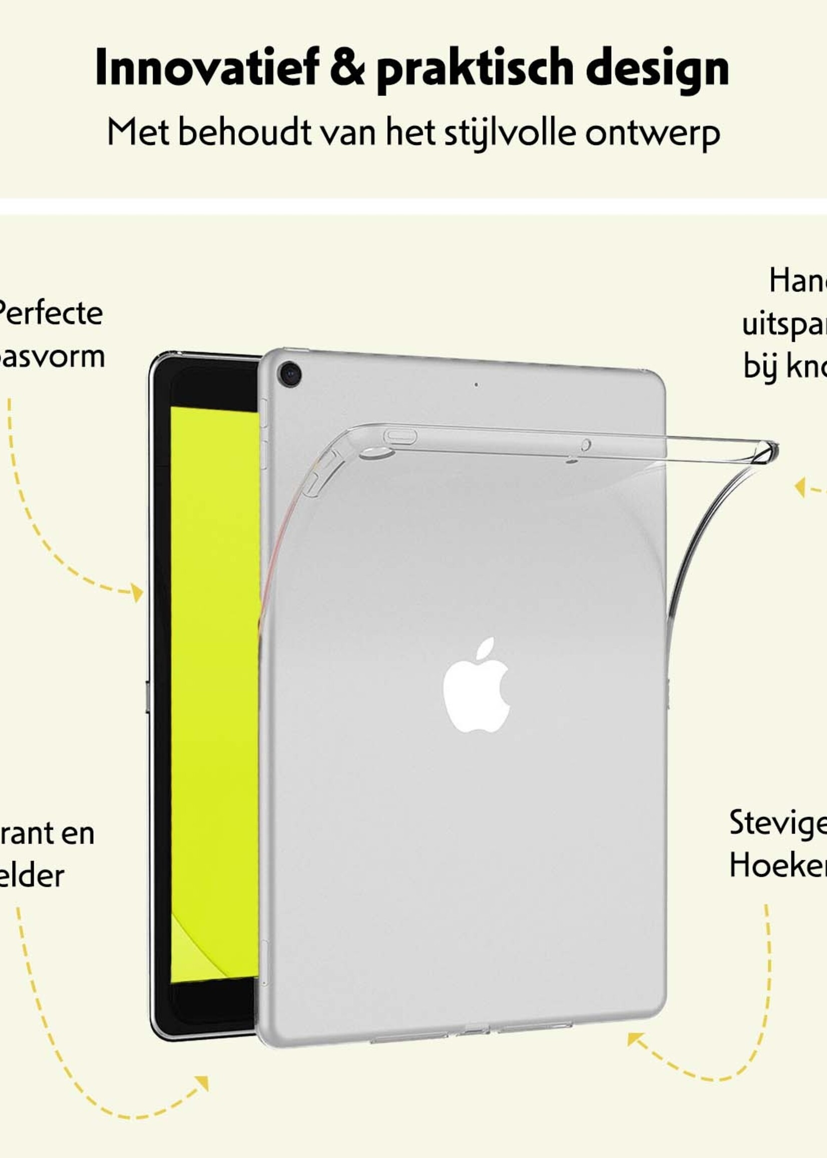 LUQ Hoes Geschikt voor iPad 10.2 2021 Hoesje Siliconen Case Hoes Siliconen Back Cover Met Screenprotector - Transparant