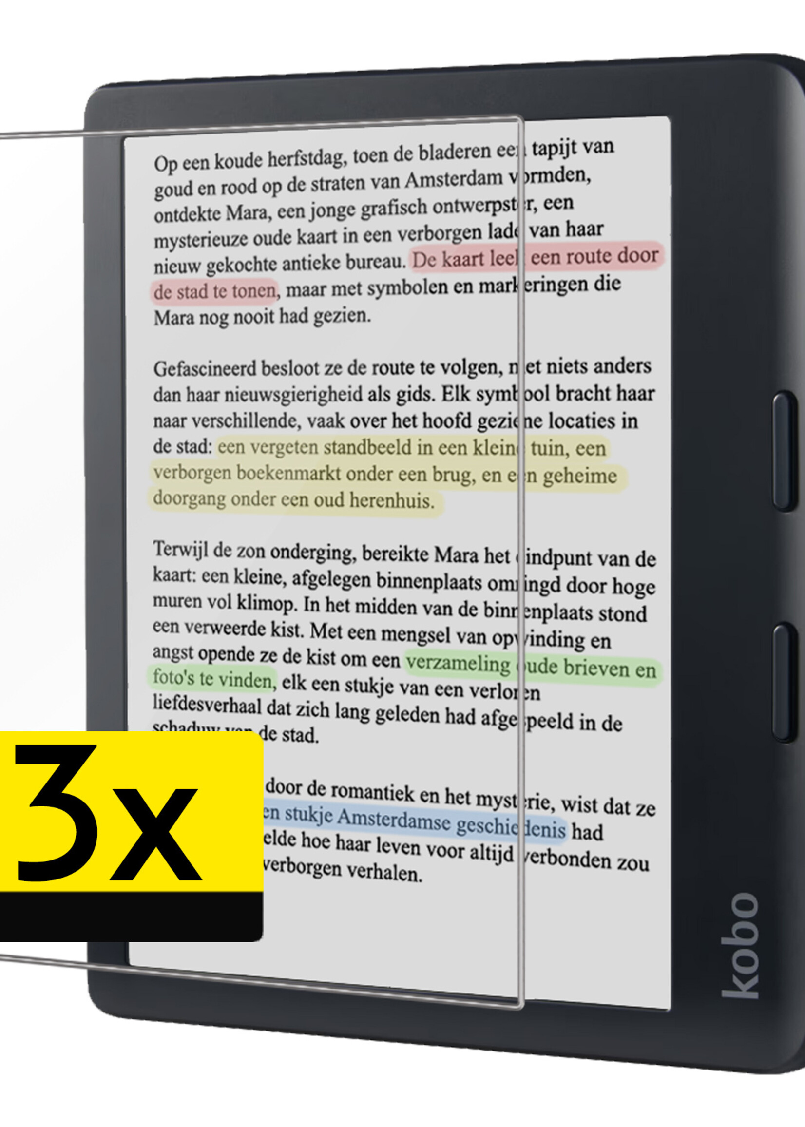 LUQ Screenprotector Geschikt voor Kobo Libra Colour Screenprotector Bescherm Glas Gehard Screen Protector - 3 Stuks