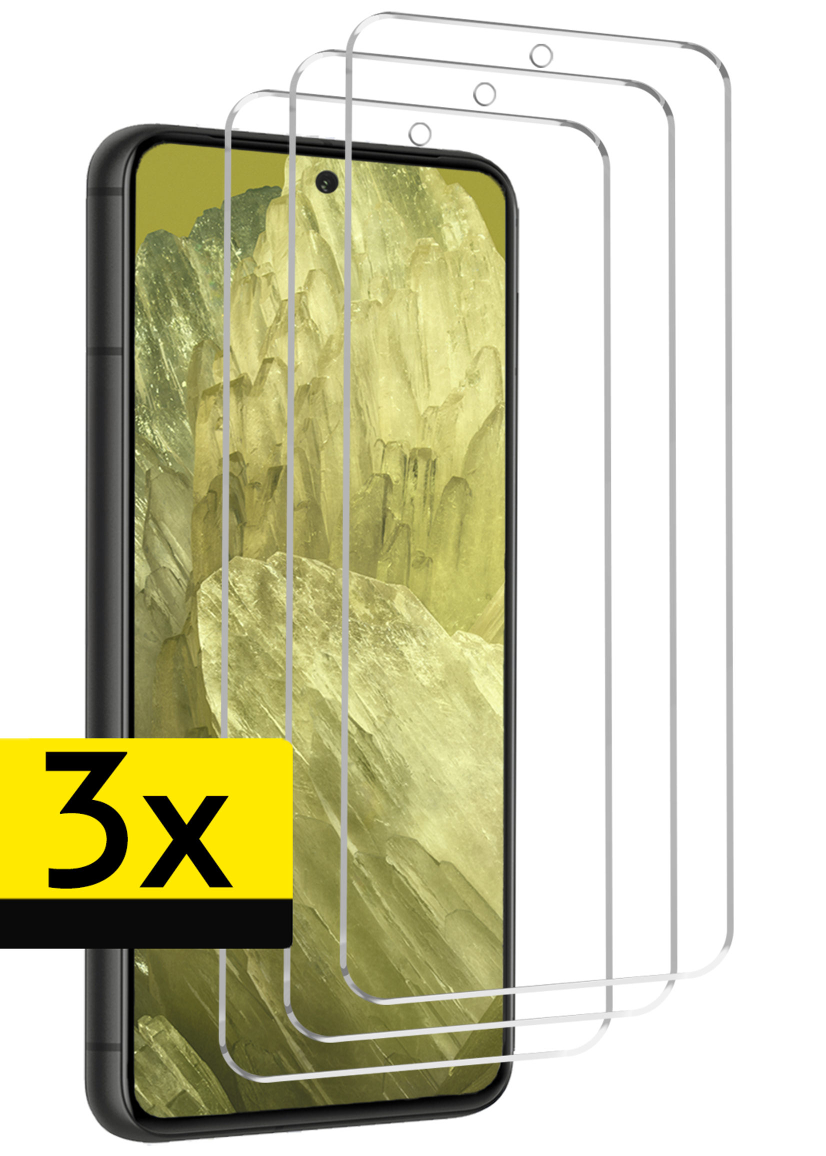 LUQ Screenprotector Geschikt voor Google Pixel 8a Screenprotector Beschermglas Gehard Glas - Screenprotector Geschikt voor Google Pixel 8a Screenprotector Glas - 3 Stuks